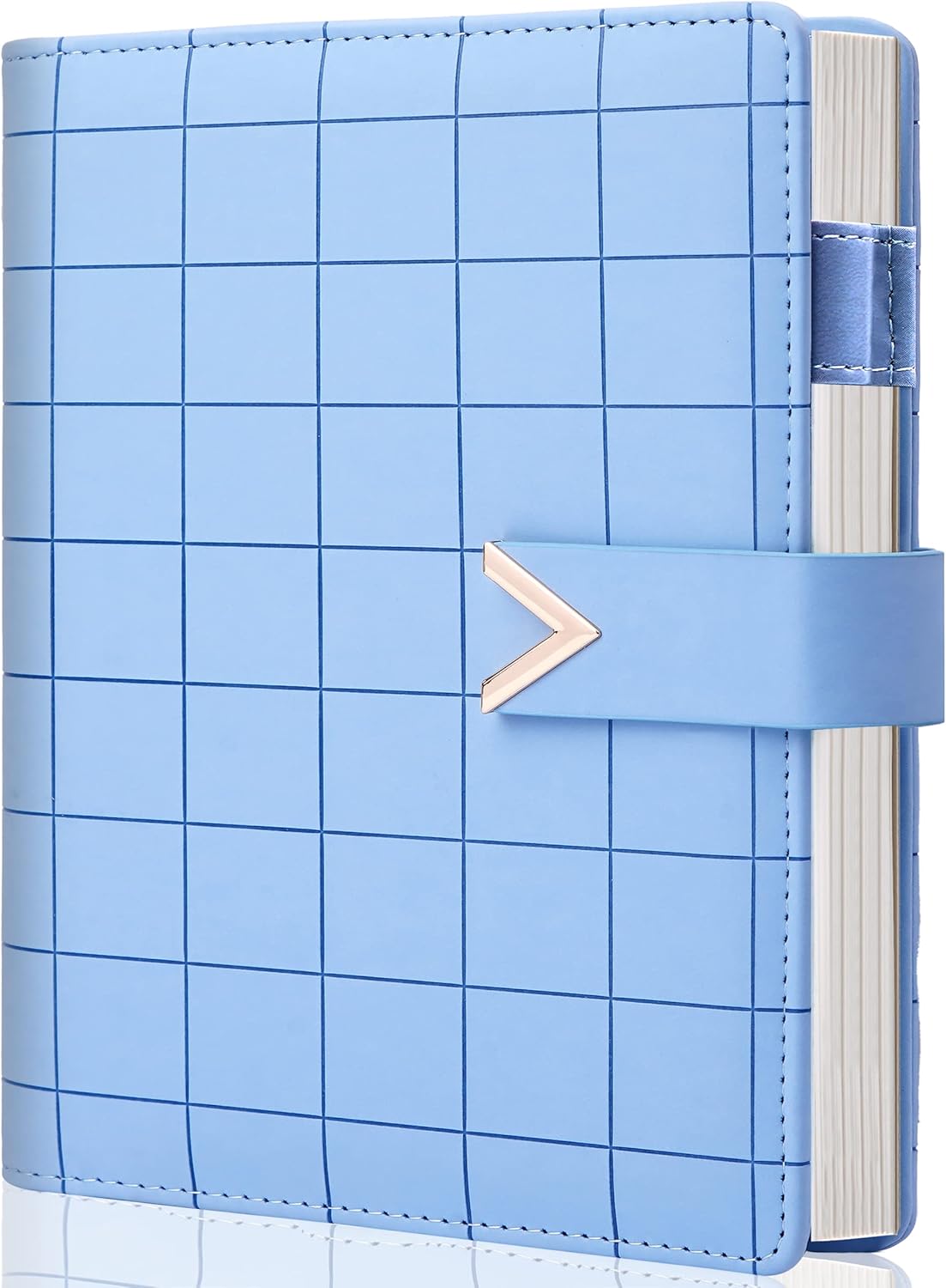CAGIE A5 6 Ring Binder Refillable Notebook Spiral bound Leather Journal for Business Planner Personal Organizer Refillable notebooks for work, Lake Blue