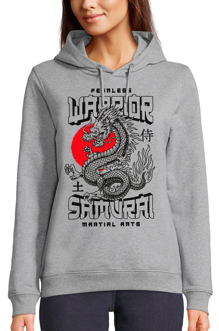 Sweat à capuche dragon japonais confortable pour éviter le froid après le sport