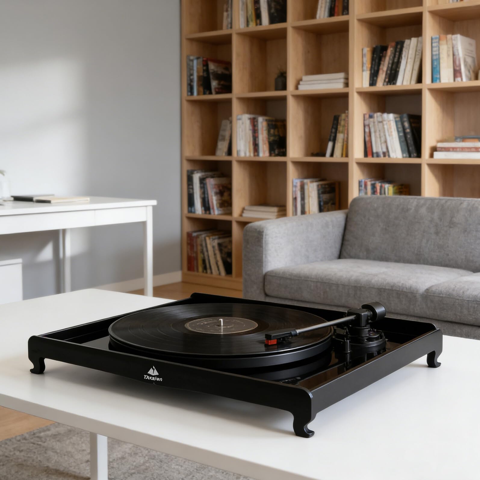 Base Isolante Nera per Giradischi in Vinile Piedini in Metallo Supporto per Dischi Vinile Antivibrazione per Audio Professionale e Ambienti Domestici