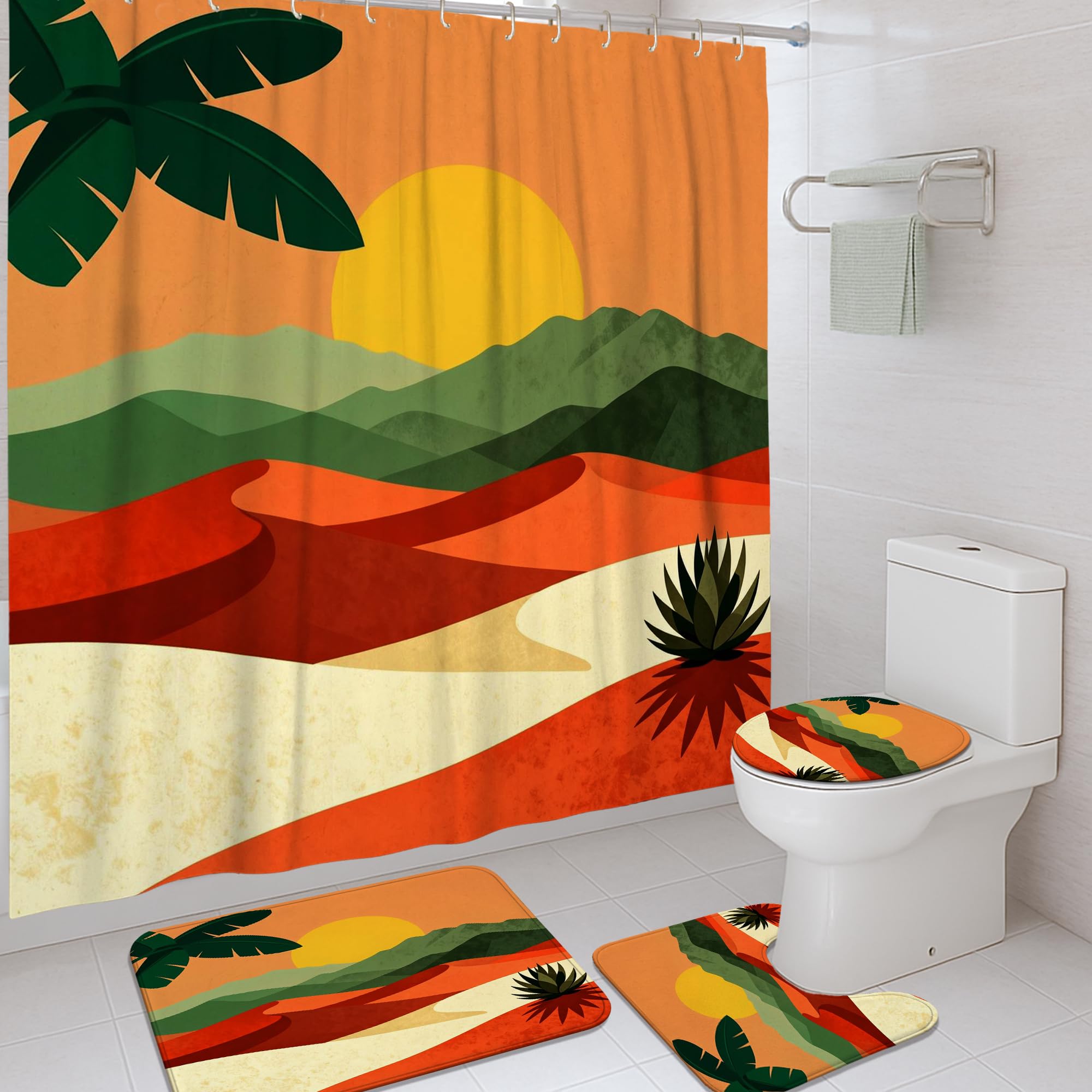 Rideau de douche en polyester haut de gamme motif palmier de luxe