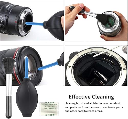 Miniatura 5 de KuuZuse Kit profesional de limpieza de cámaras DSLR con hisopos de limpieza APS-C, paños de microfibra, bolígrafo de limpieza de cámara, para lente