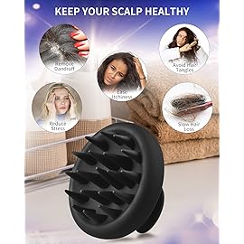 BEAUTLOHAS Silicone Scalp Massager Shampoo Brush, Shower Scrubber with Soft Bristles, Hair Growth & Dandruff Treatment, Wet/Dry Hair Massager for All Hair Types (Black)