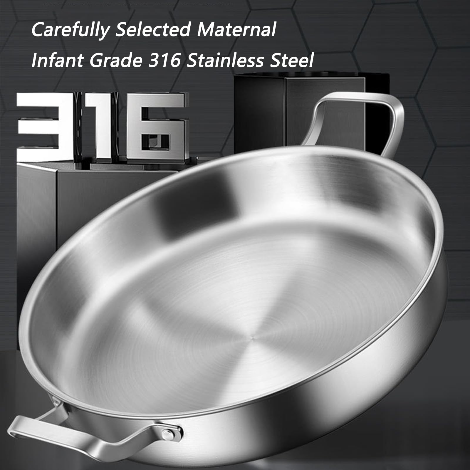 Paellera de Acero Inoxidable 316 con Tapa, Antiadherente, Apta para Cocina de Gas y eléctrica, 36 cm.