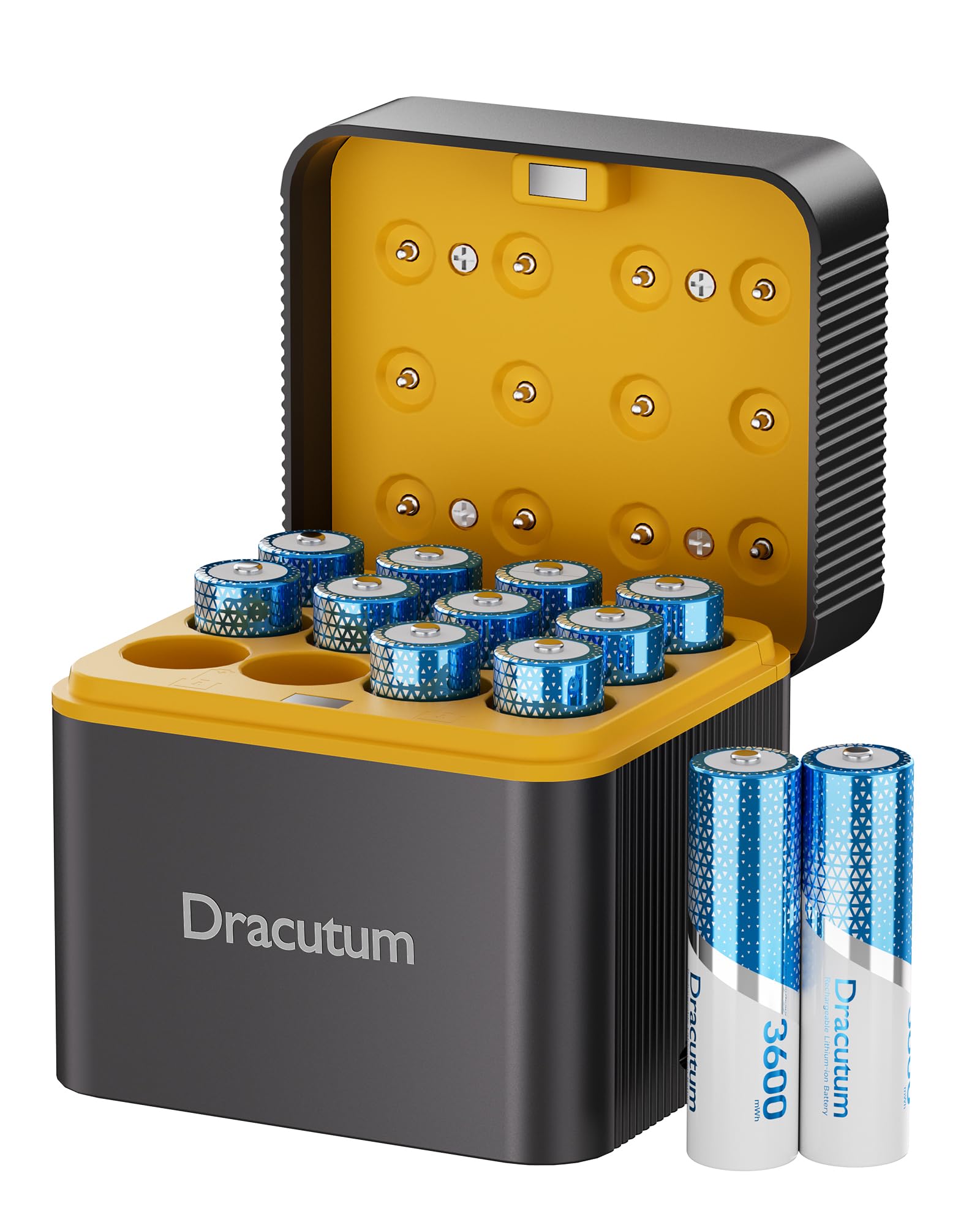 Wiederaufladbare AA Lithium Akkus 12 Pack mit Ladegerät, 1.5V 3600mWh Hohe Kapazität Wiederaufladbare AA Akkus, 2000 Zyklen Lang anhaltende Li-Ion Doubel A Batterien