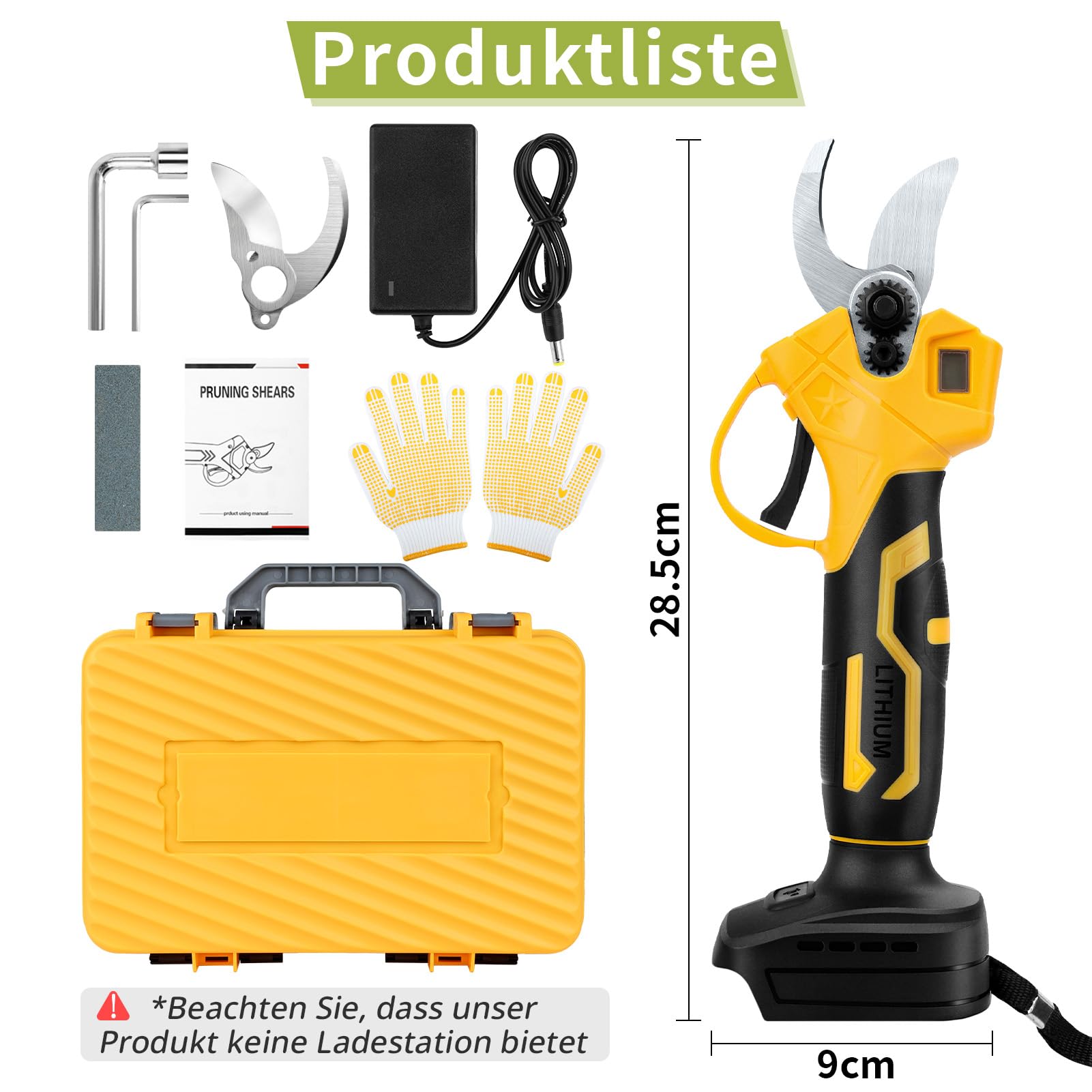 Akku Gartenschere für Makita, Elektrische Gartenschere Professionelle 21V Bürstenlosen Motor Akku Astschere, Drahtlose 35mm Mit LED-Batterieanzeige (Ohne Akku)