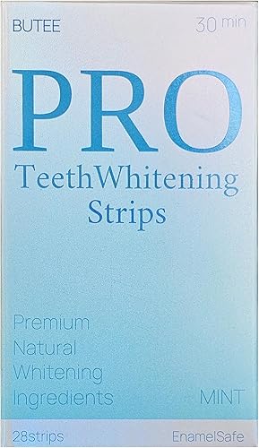 BUTEE Tiras blanqueadoras dentales – Kit de blanqueamiento dental profesional asequible, esmalte seguro para dientes sensibles, resultados rápidos