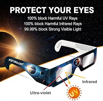 Solar Eclipse Glasses AAS Approved 2026,12 Pack Solar Eclipse Glasses for Direct Sun Viewing-ISO 12312-2:2015(E) & CE Certified