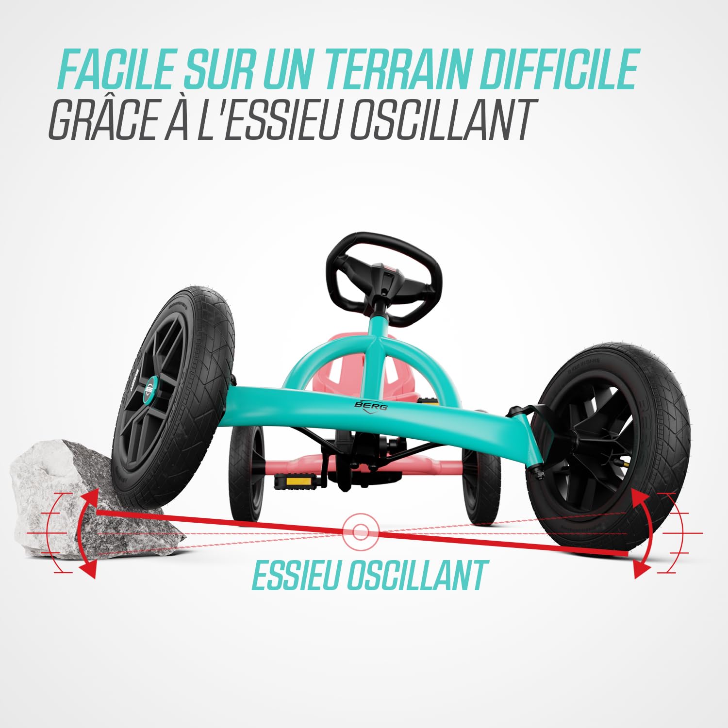 BERG Kart à pédales Buddy Lua | 3-8 ans, cadre robuste, selle réglable, volant réglable