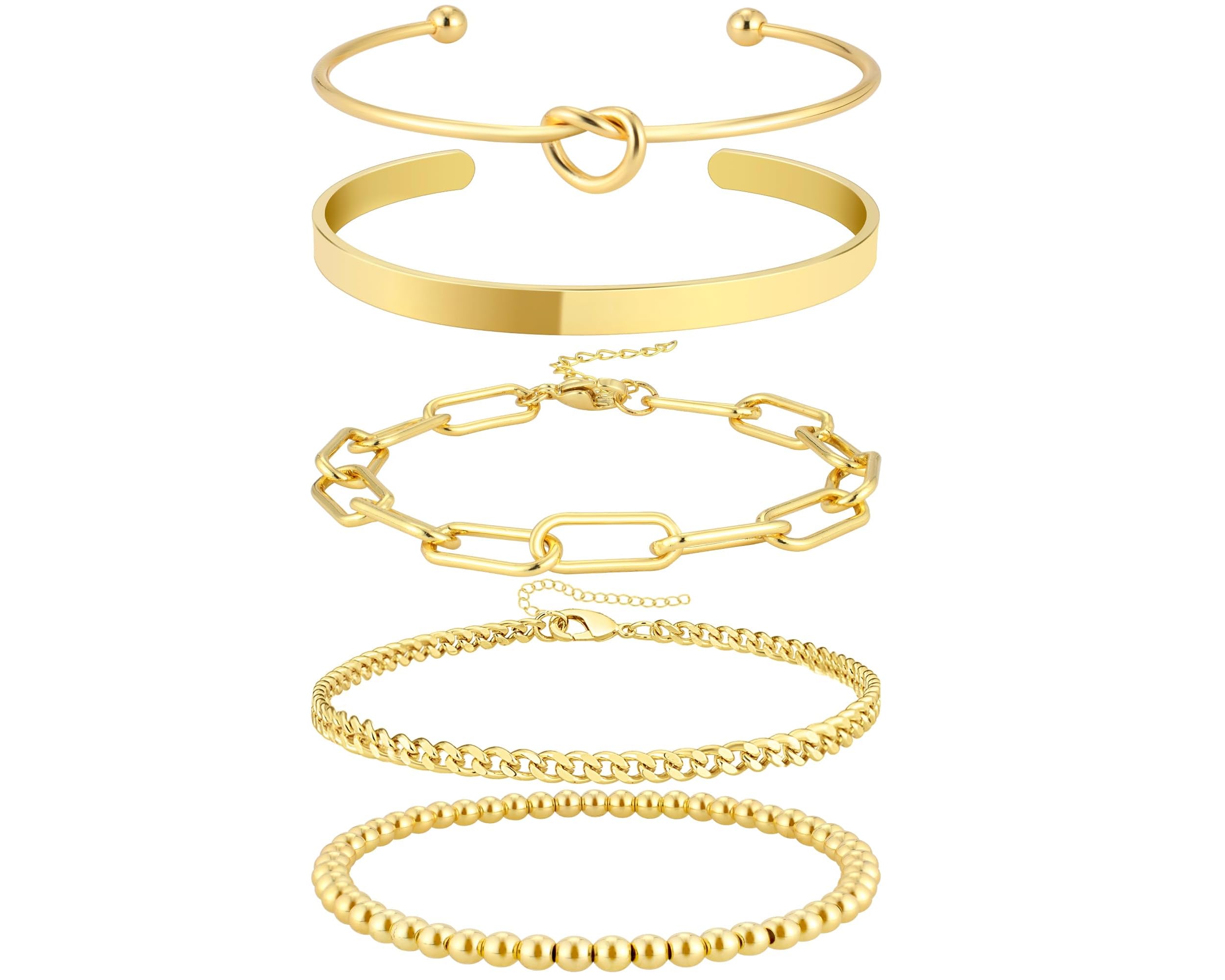 AOZELGold Plated Bracelets for Women Stack,Bangle Cuff Bracelet Set Non Tarnish Jewelry for Women Trendy