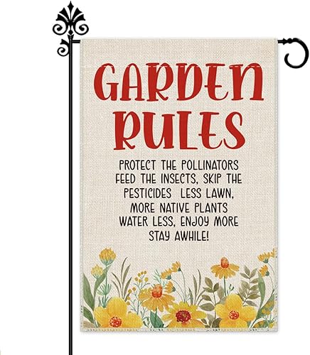 Miniatura 12 de Hafhue Grandma's Garden Little Helpers - Bandera de bienvenida para jardín, 12 x 18 pulgadas, doble cara para decoración de césped para exteriores