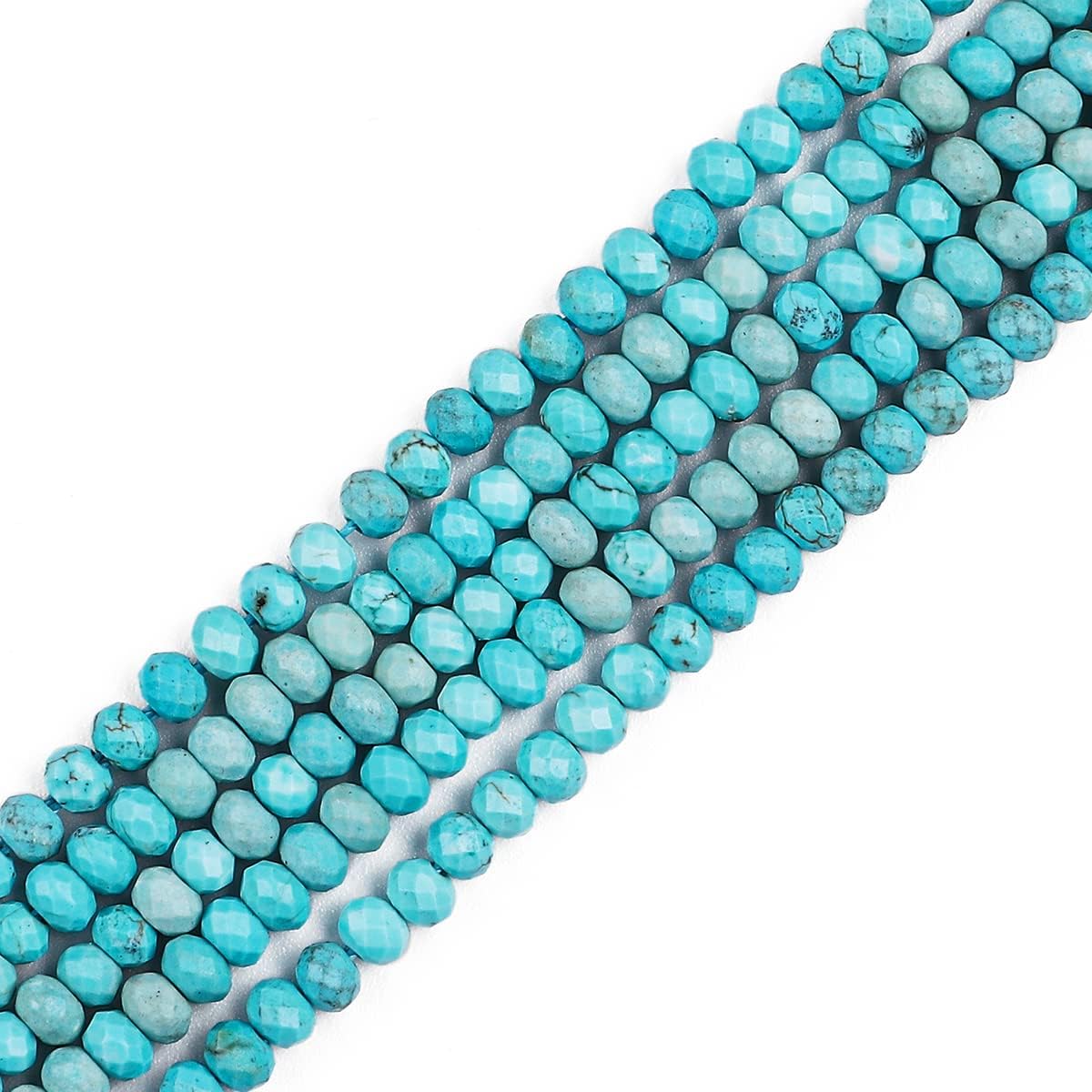 Natural Blue Turquoise Beads 4x2mm 120pcs Faceted Rondelle Loose Semi Gemstone Beads for Jewelry Making Design Blue Turquoise 4x2mm