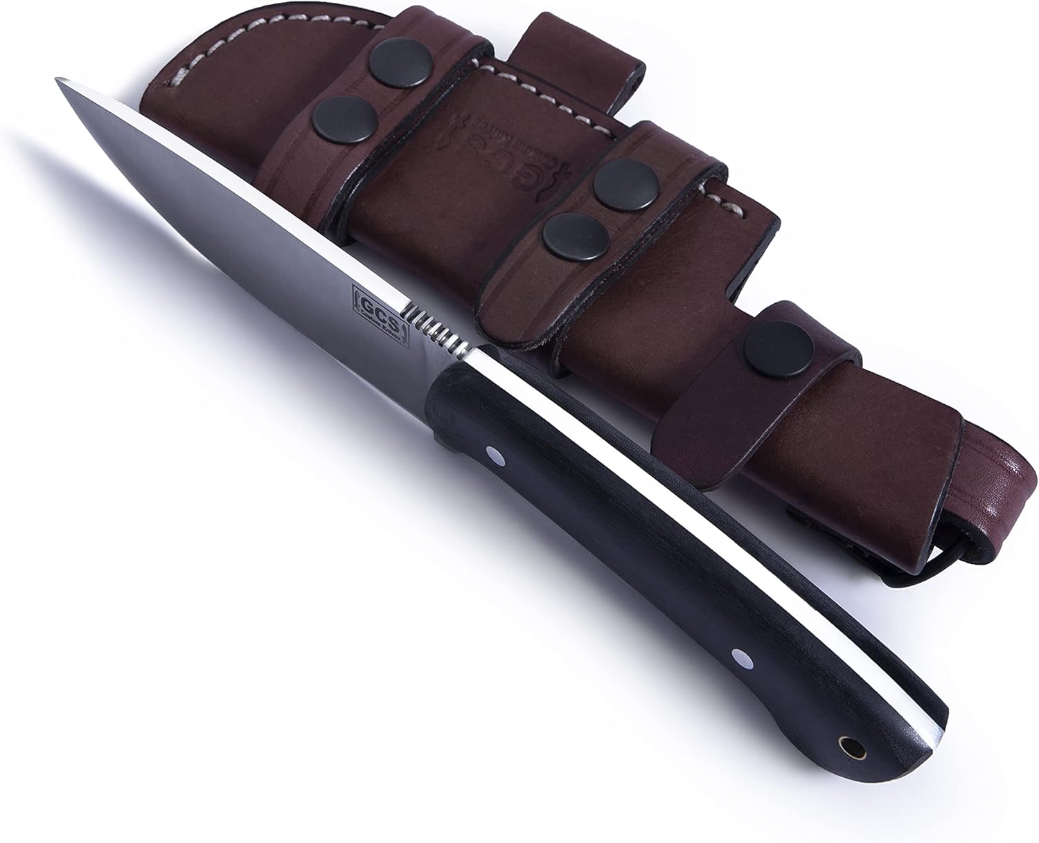 GCS Handmade Micarta Handle D2 Tool Steel Tactical knife Hunting Knife Camp Knife with leather sheath Full tang blade designed for Hunting & EDC GCS170