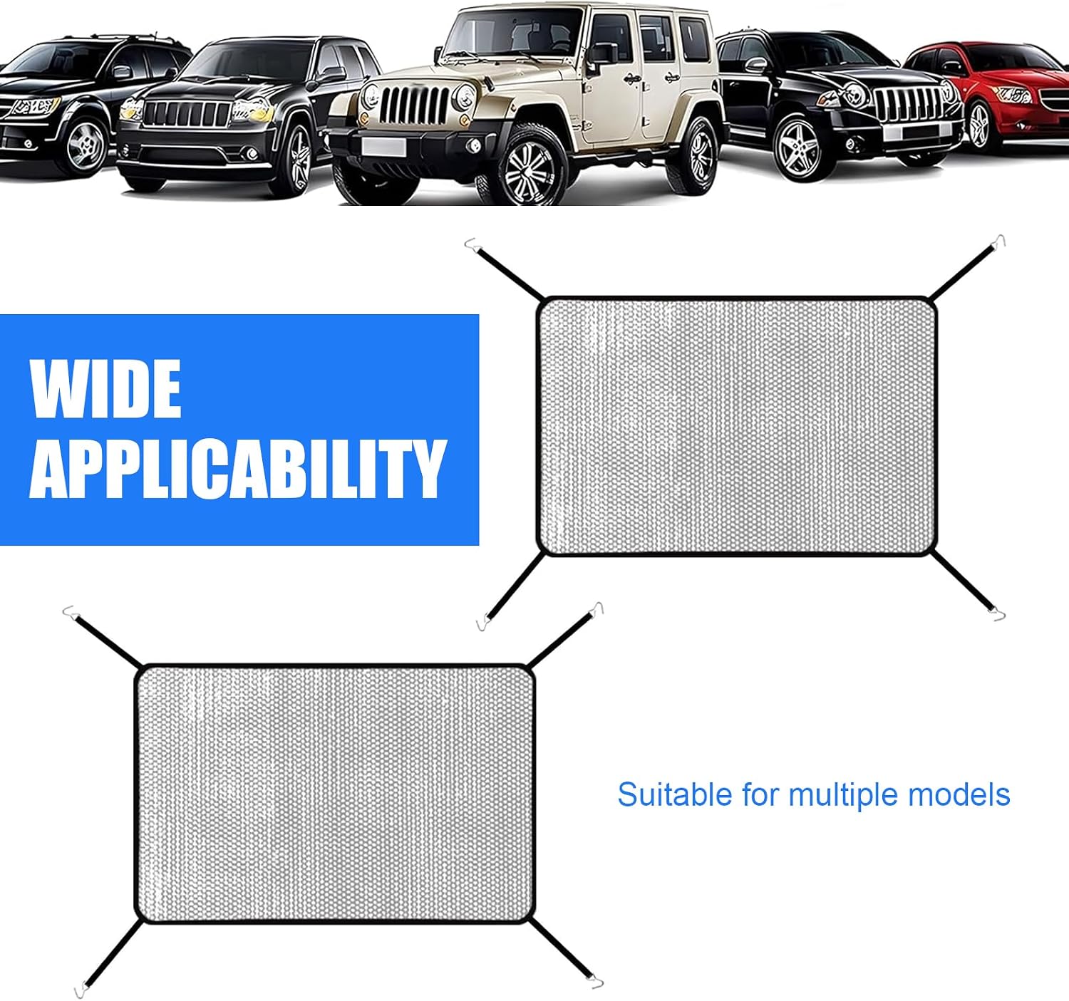 2 PCS Car Grill Mesh, 43" x 30" High-Density Car Front Grille Air Intake Dustproof Nets with Hooks, Anti-Clogging Radiator Tank Cover, Universal for Most Cars (Black)