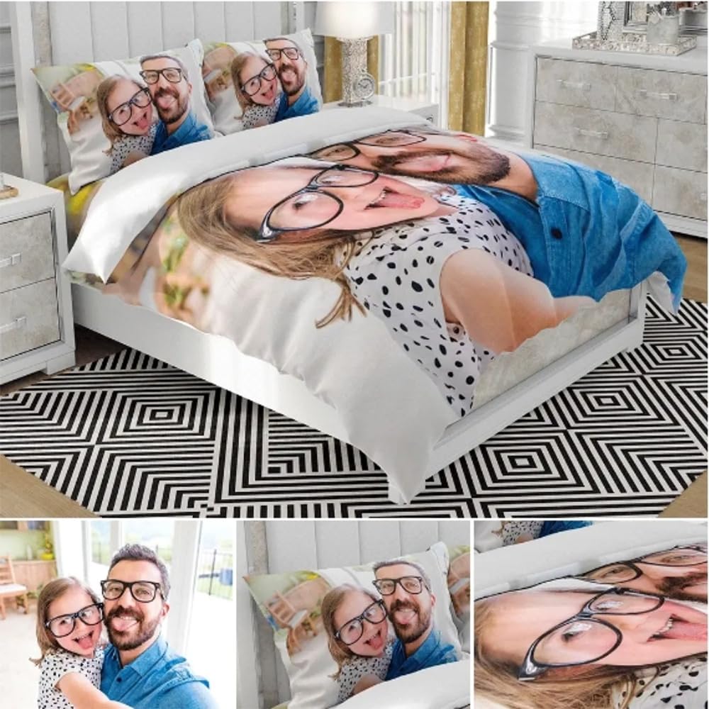 Ensemble de literie personnalisé avec photo REEG pour chambre adulte