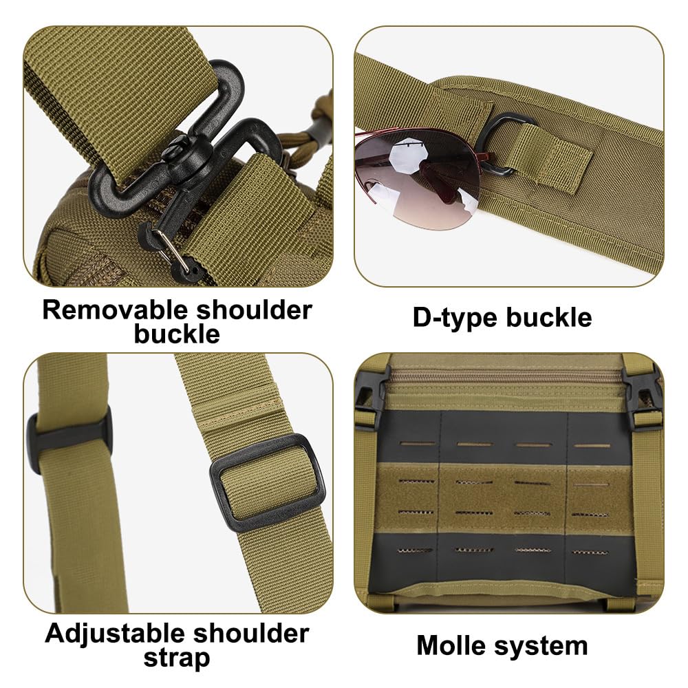 Bolsa táctica de hombro impermeable para señuelos de pesca Molle para camping, escalada, senderismo, viajes, verde, Classique