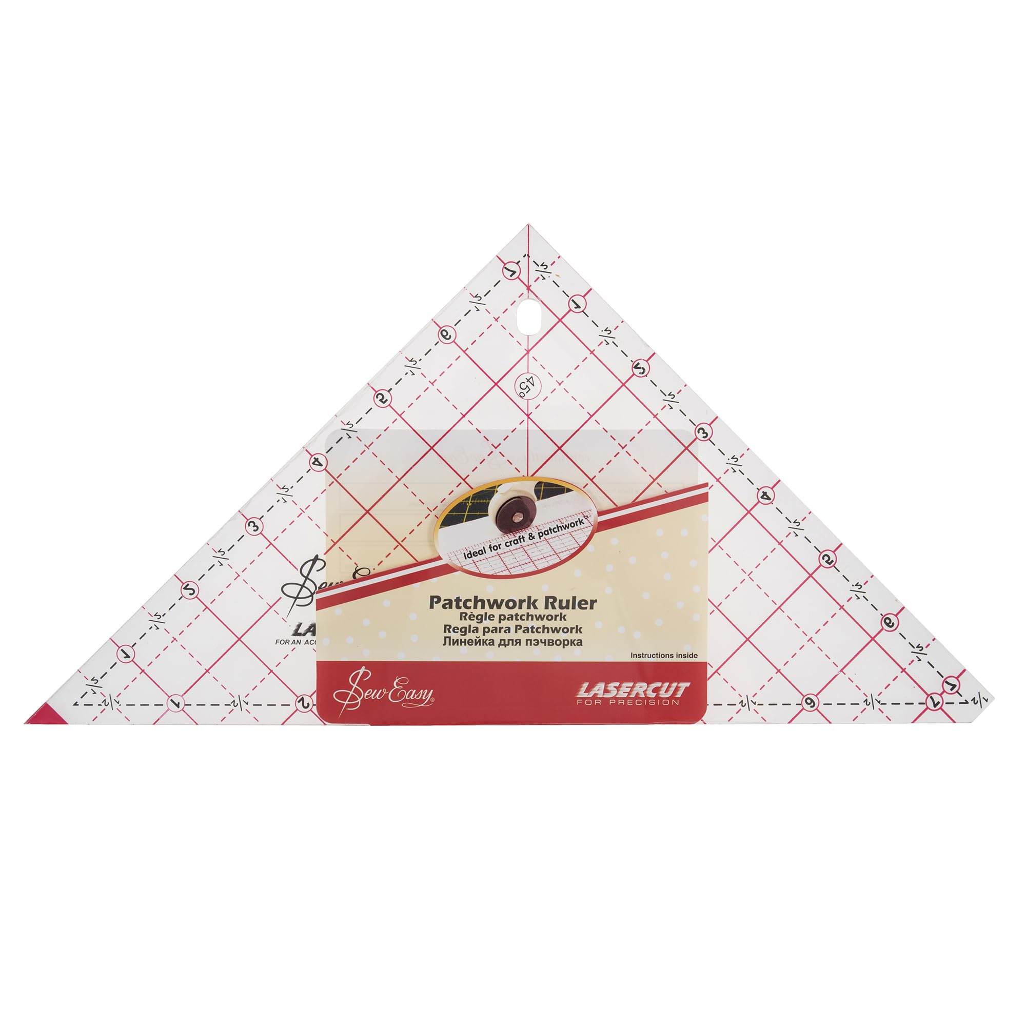 Sew Easy 7.5” Triangle Template – Quilting & Patchwork Rule for Applique Sewing, Transparent Acrylic Non-Slip — image 1