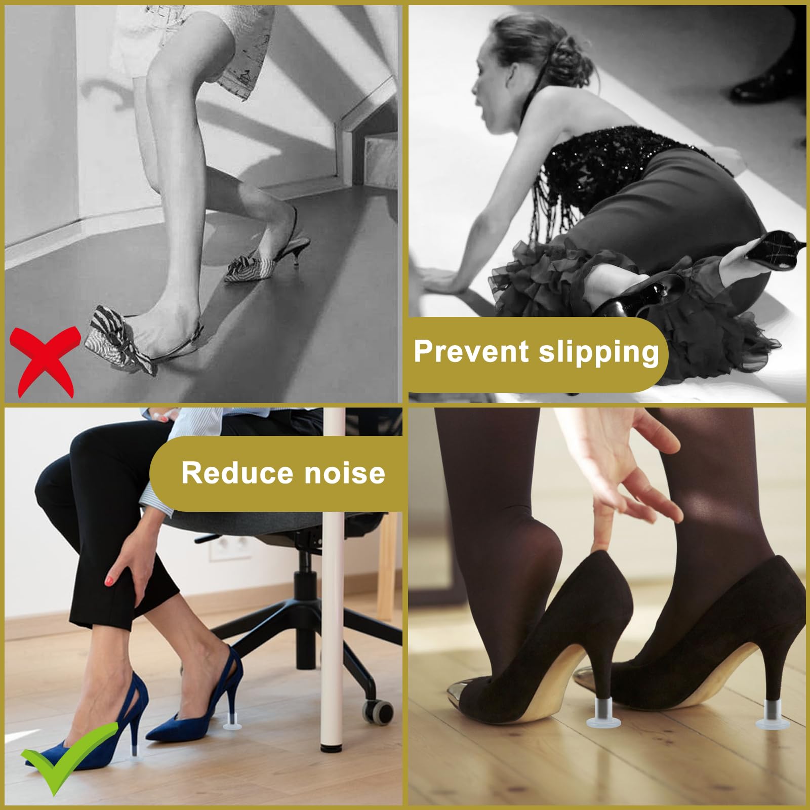 36 protezioni per il tallone XS/S/M/L con suola antiscivolo, antiscivolo e impedisce la caduta della suola per scarpe sportive, tacco alto