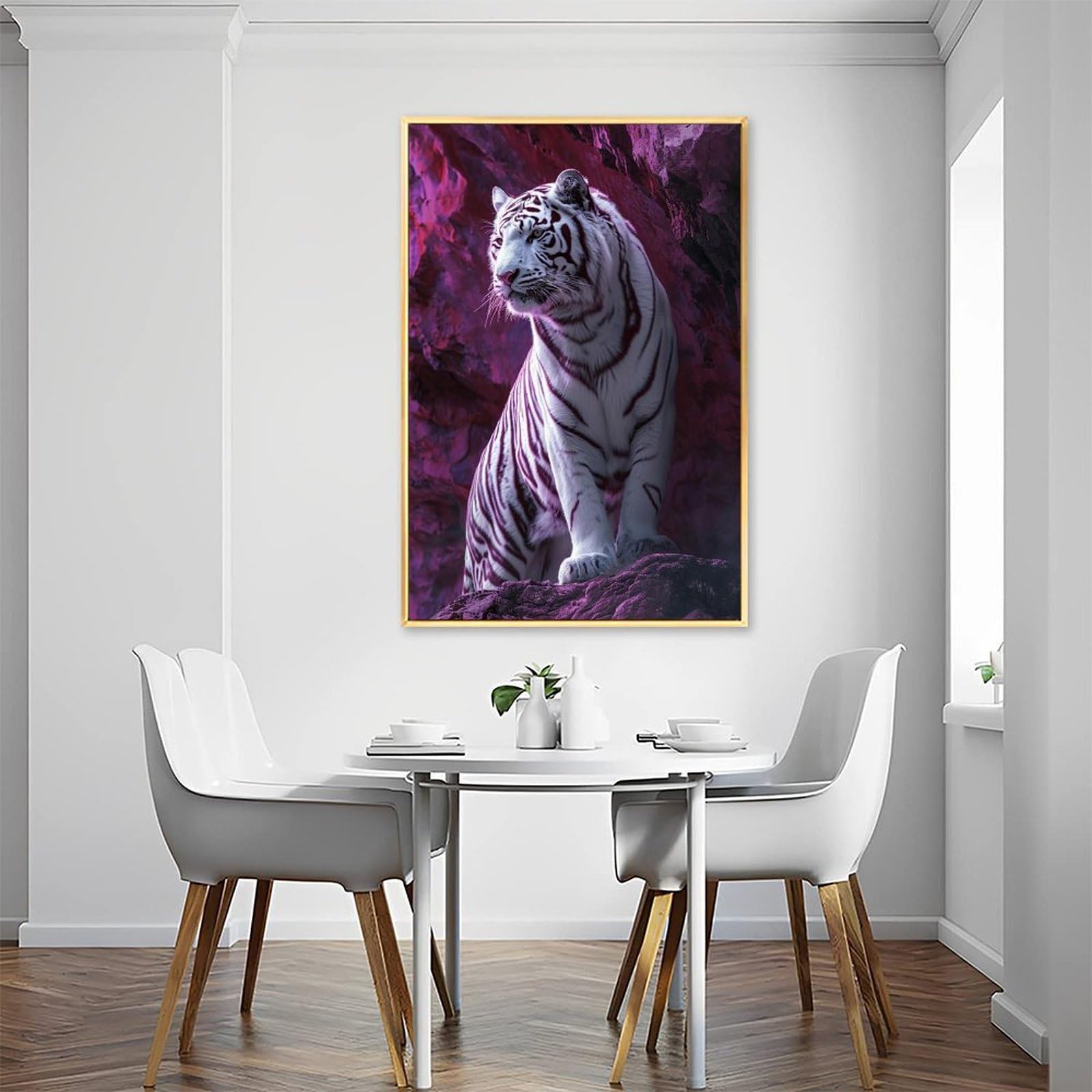 Amazon.co.jp: 絵画 遠くを見つめる獰猛なホワイトタイガーインテリア