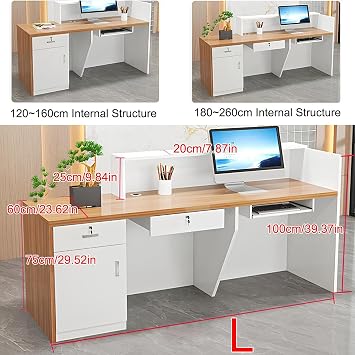 Modern Reception Desk with Counter,Commercial Receptionist Desk with LED Light & Lockable Drawer,Modern Retail Checkout Sturdy & Well Built for Lobbies,Office,SOHO,Shop