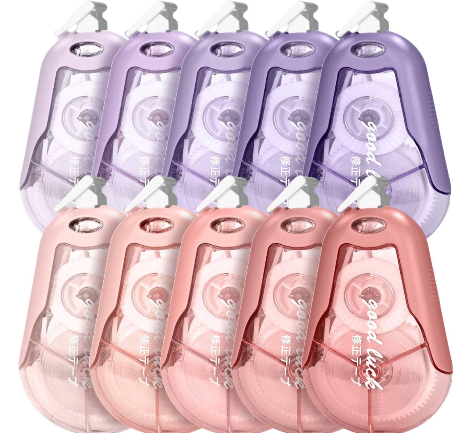 10 PCS White Out Tapes, Extra-large capacity 20m*5mm Instant Correction Tape Cute Correction Rollers Aesthetic Stationery for Students Office Workers Home School Stationery Supplies(5 Purple + 5 Pink)