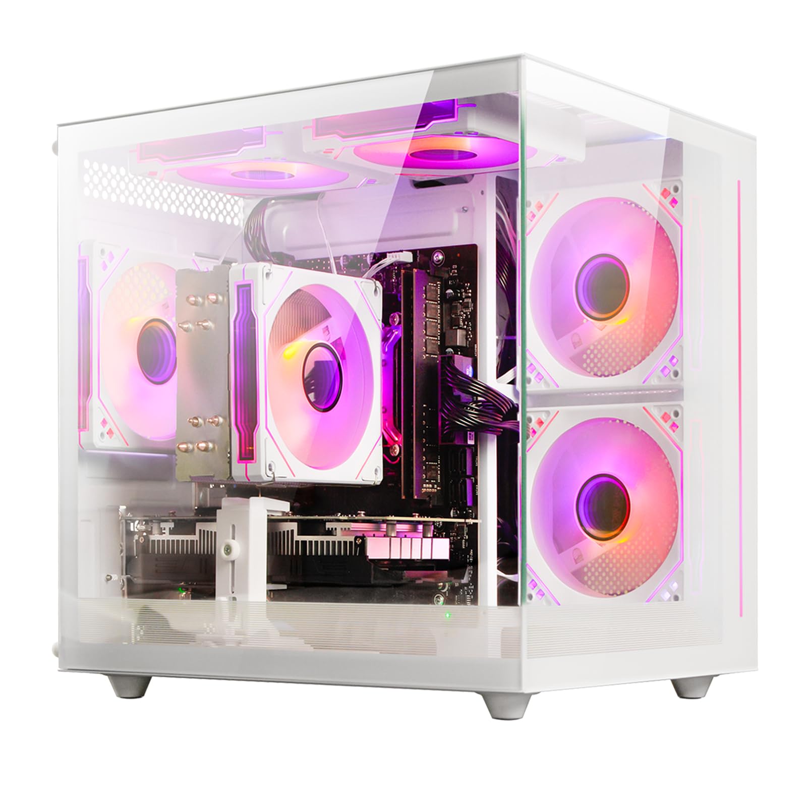 Desktop Computers, Core i5-12400F, Gaming PC, GeForce RTX 3050 6G, 32G RAM, 1TB NVMe SSD, Pre Built Tower Computer Gamer, Work, Home and Business WiFI6 White