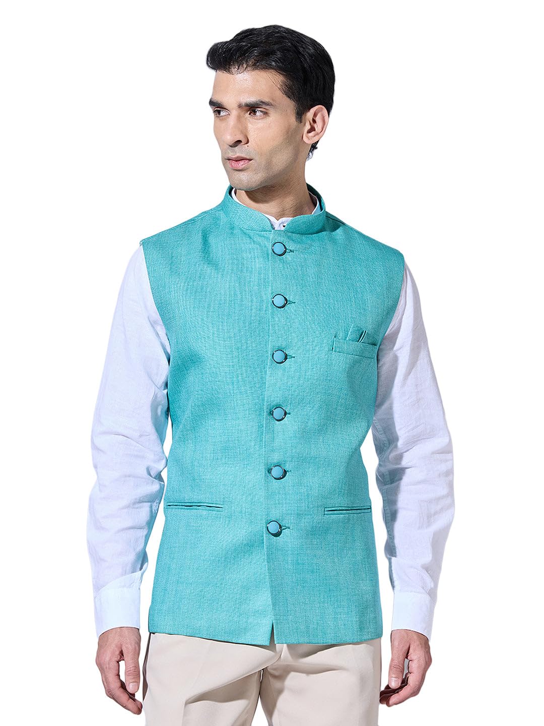 showoffff Men's Solid Green Nehru Jacket-AK-51340-7_Green_L-picture-34