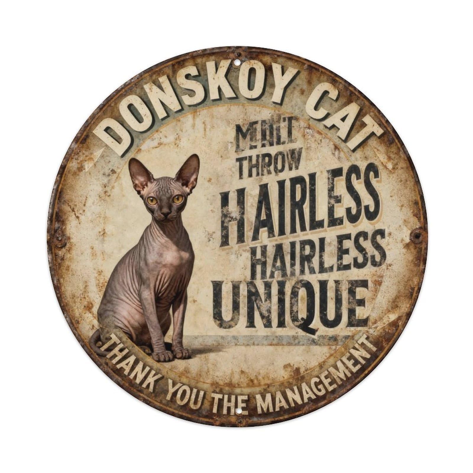Donskoy Cat Hairless Unique Metal Tin Sign Plaque