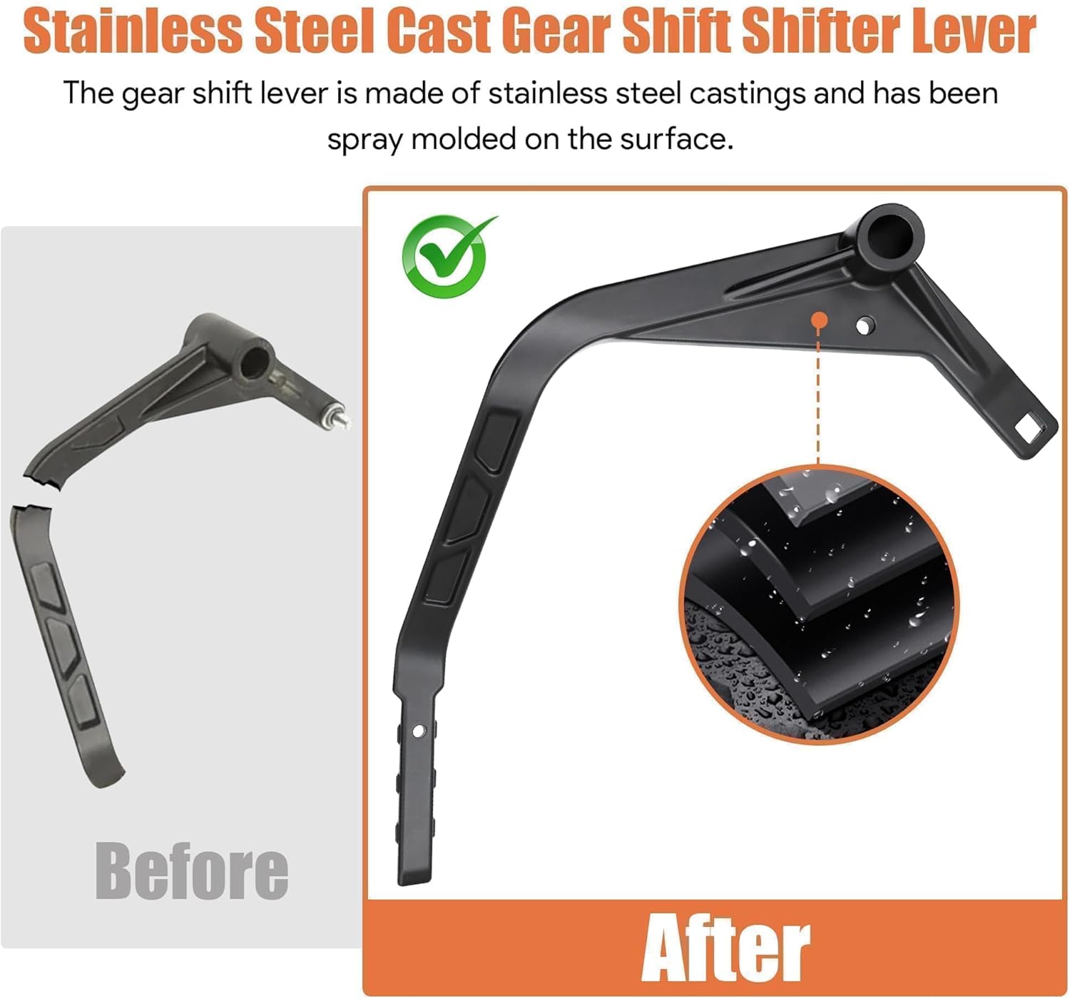 Stainless Steel Cast Gear Shift Shifter Lever Compatible with Polaris Ranger 1000 2018 2019 2020 2021 for Polaris XD 2019 2020 Replace 5634266-458 5633821-458 Matte Black