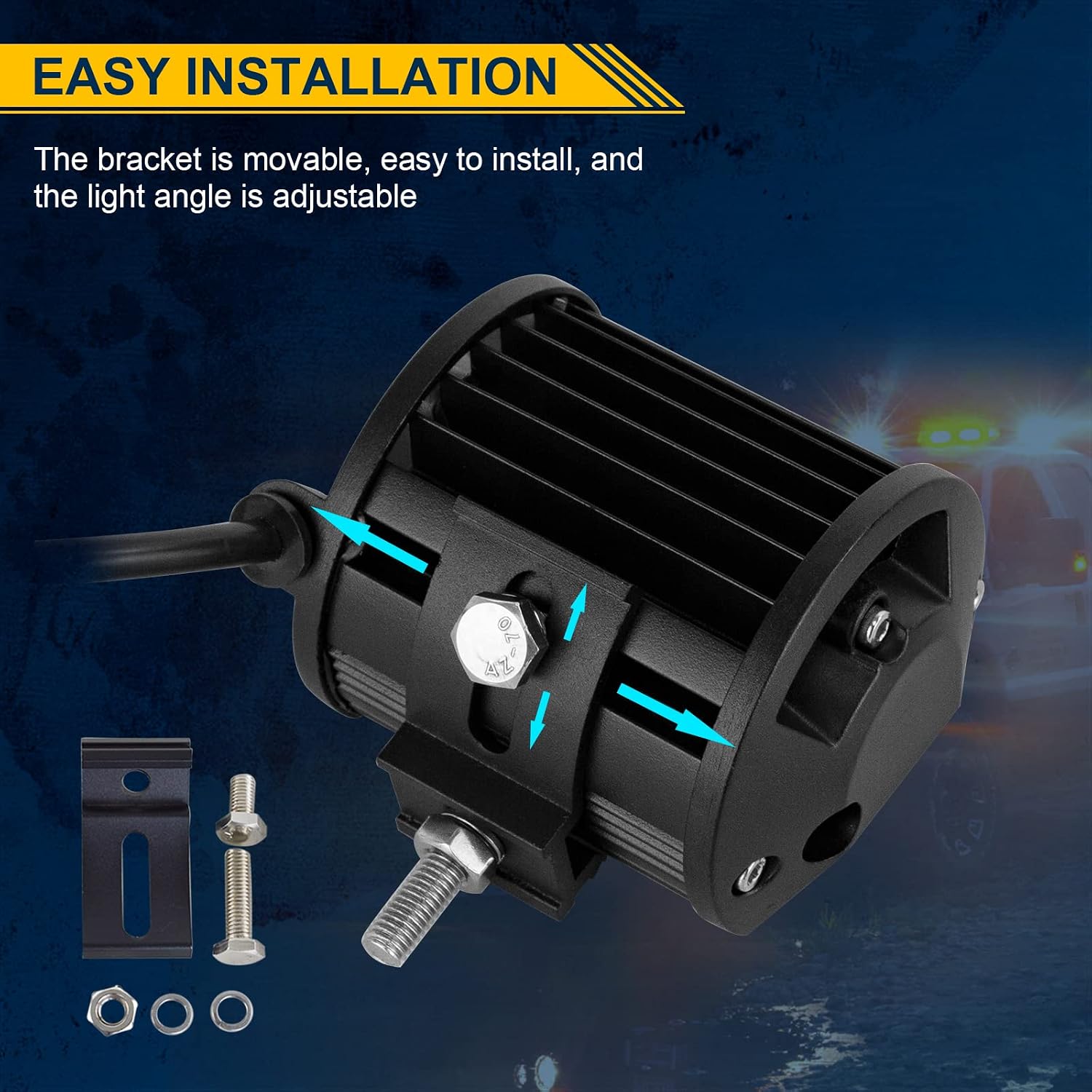 RIGIDON 2PCS LED Fog Lights with Wire Harness, 4Inch 36W Triple Row Spot Waterproof Off Road LED Work Light for ATV SUV Boat Truck Pickup 4x4 Car Light Bar
