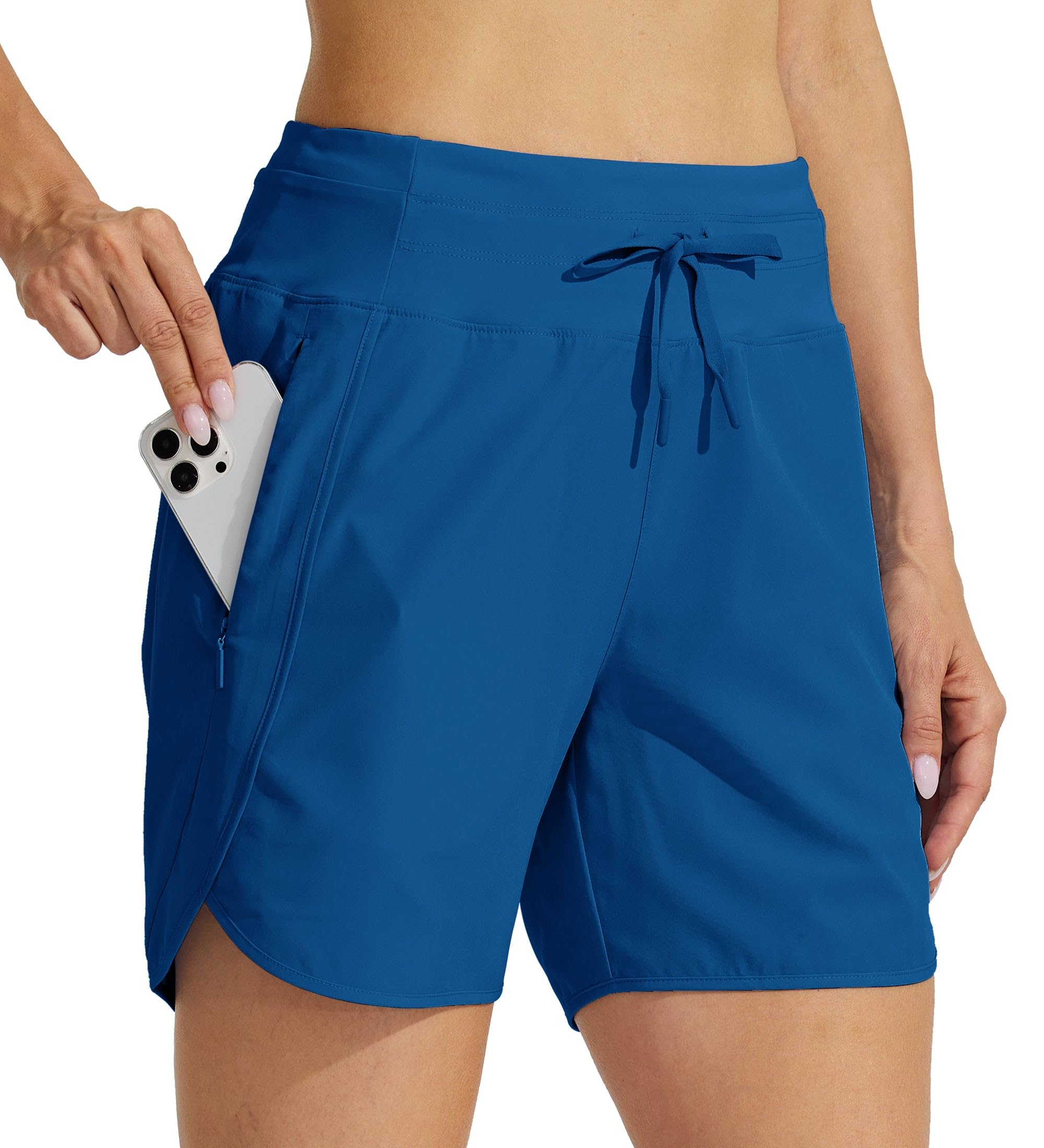 Willit Women's 5" Athletic Running Shorts Quick Dry Workout Hiking Shorts High Waisted Active Shorts Zipper Pocket