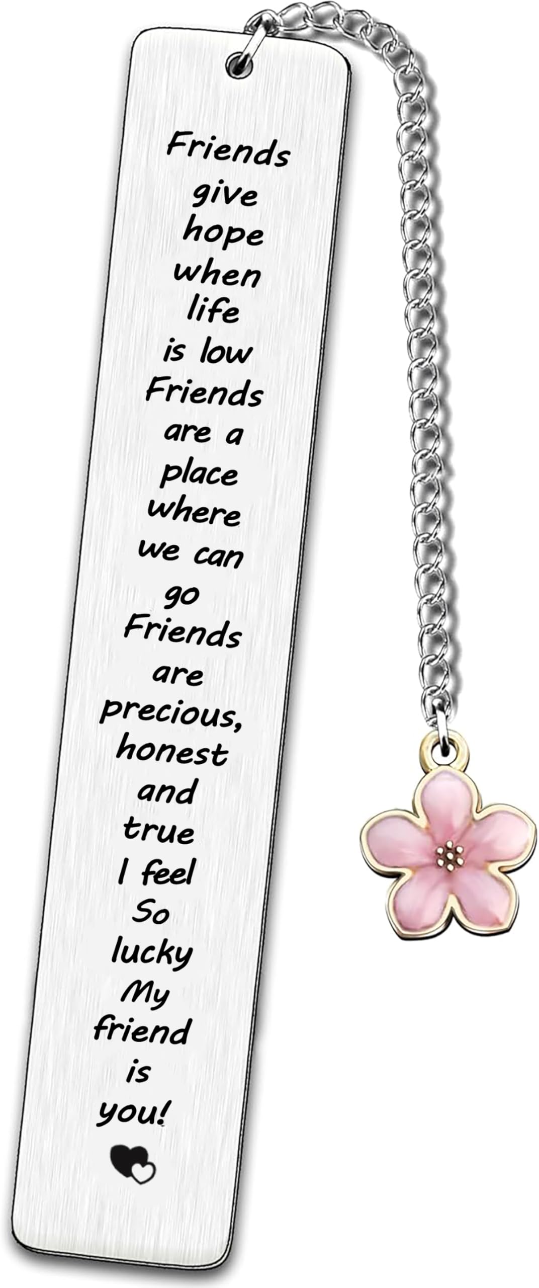 Posoto 1pcs Friendship Bookmark Friend Gifts for Women Girls Stainless Steel Friend Birthday Christmas Presents Friends Give Hope When Life is Low
