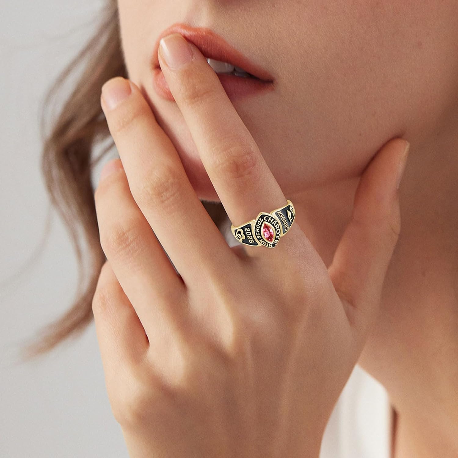 Custom Class Rings for Women High School Personalized 2026 Sterling Silver Graduation Ring with Customized Name Birthstone for Her Grad University College School Friends Daughter Women