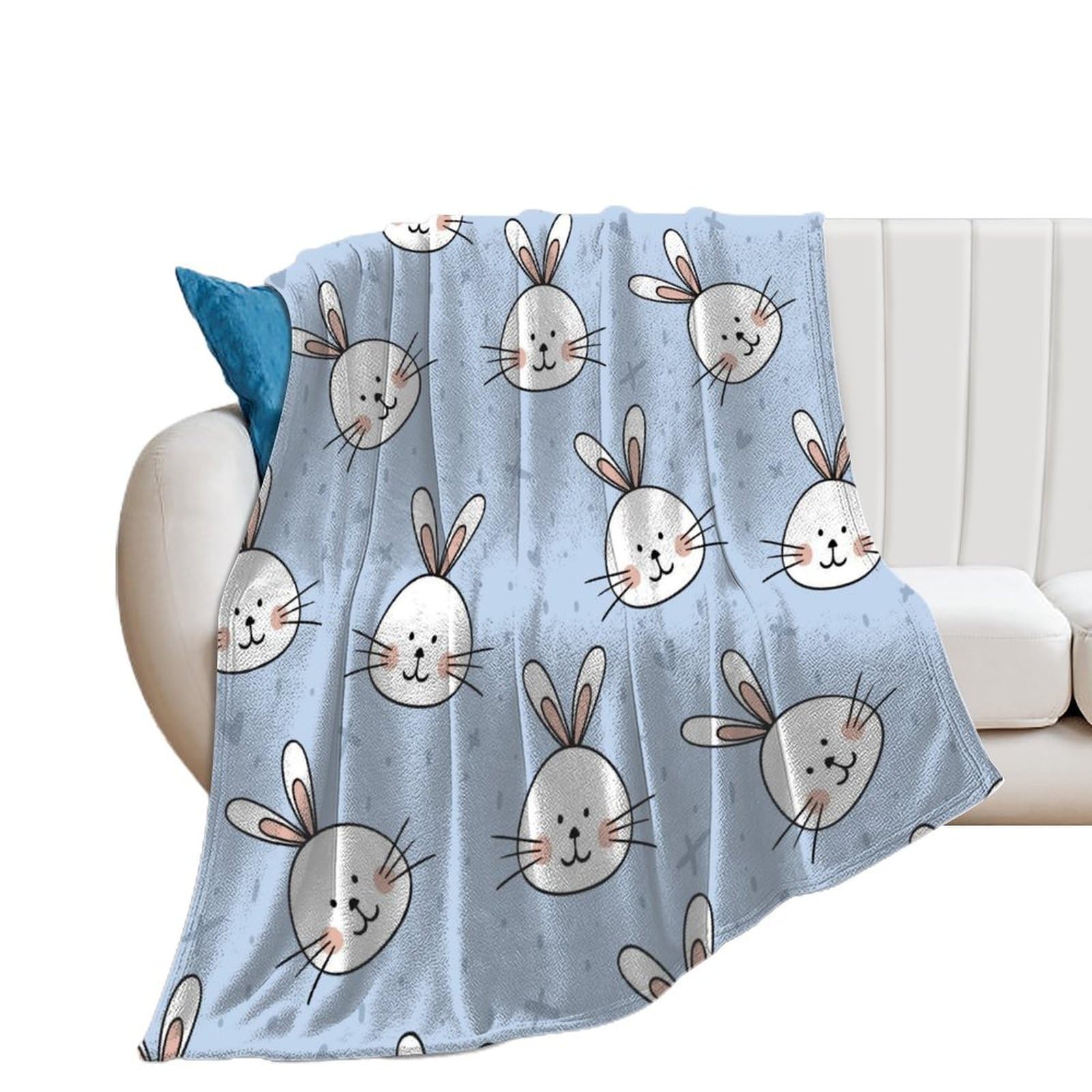 Couverture en flanelle lapin chaude et dense pour lit et canapé