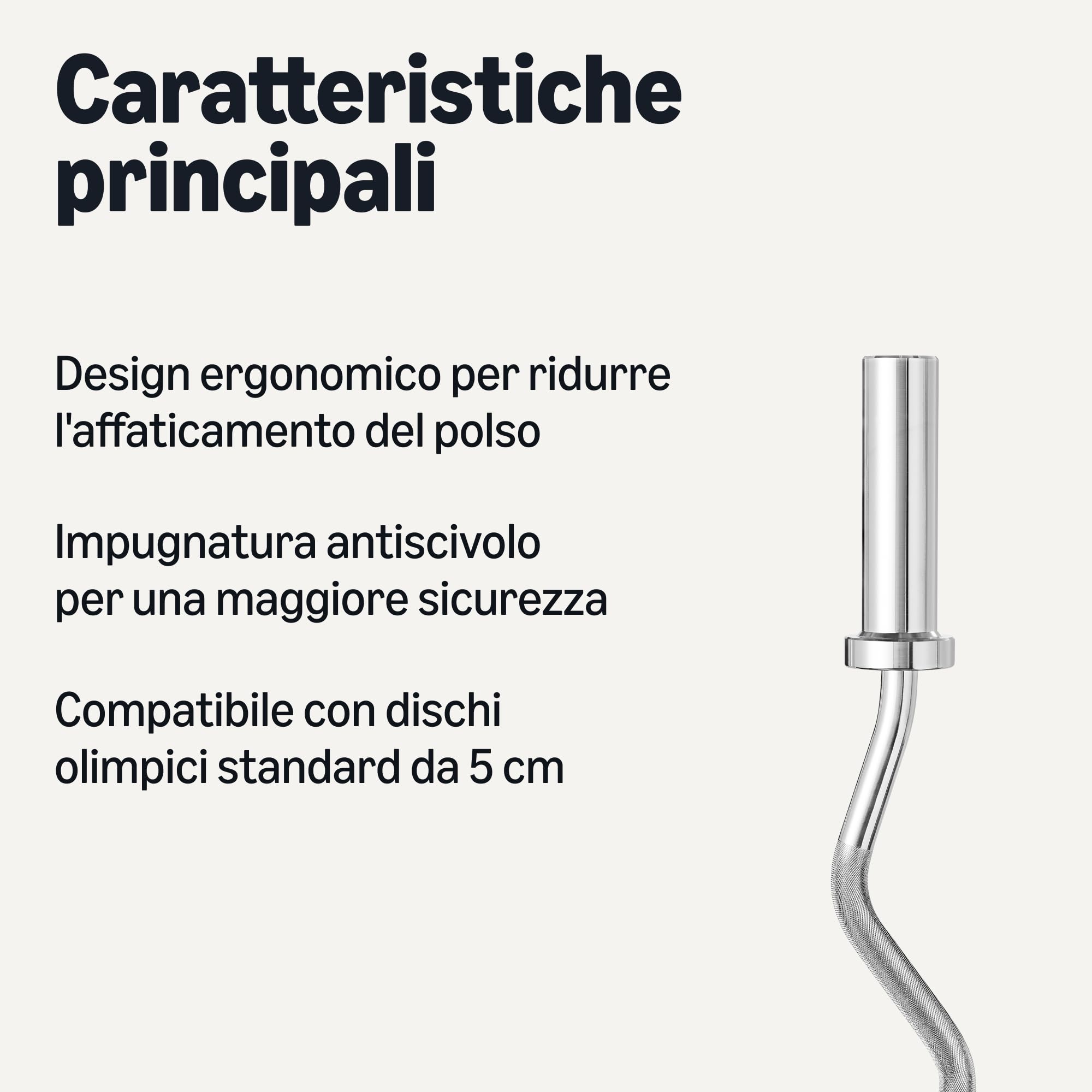 Amazon Basics - Bilanciere Curl Olimpico da 5,1cm, 119cm, Cromato