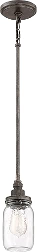 Miniatura 4 de Quoizel SQR1504RK Squire Farmhouse Mason Jar Mini iluminación colgante, 1 luz, 100 vatios, negro rústico (10 pulgadas de alto x 4 pulgadas de ancho)
