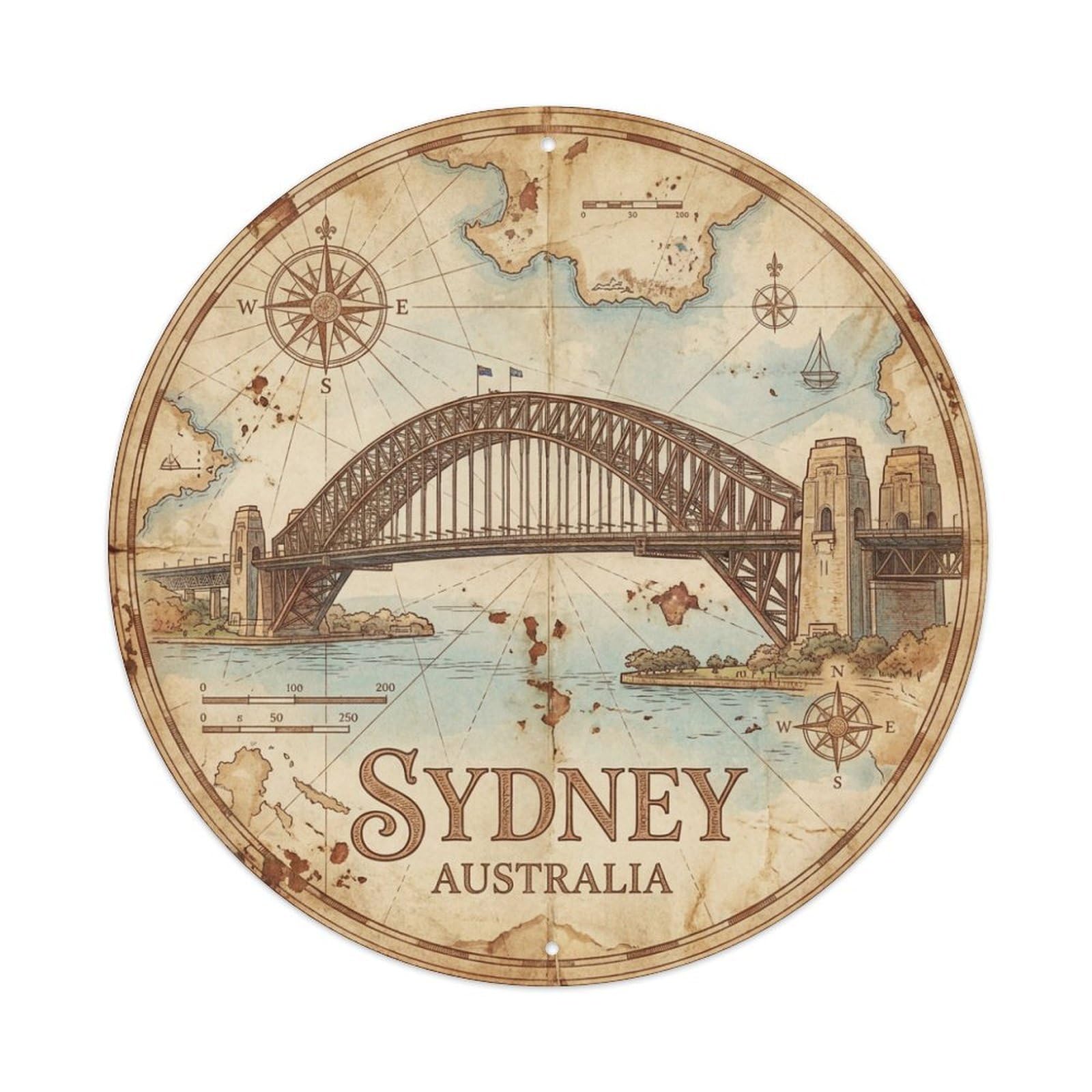 Vintage Travel Sydney Australia Navigator Metal Tin Sign