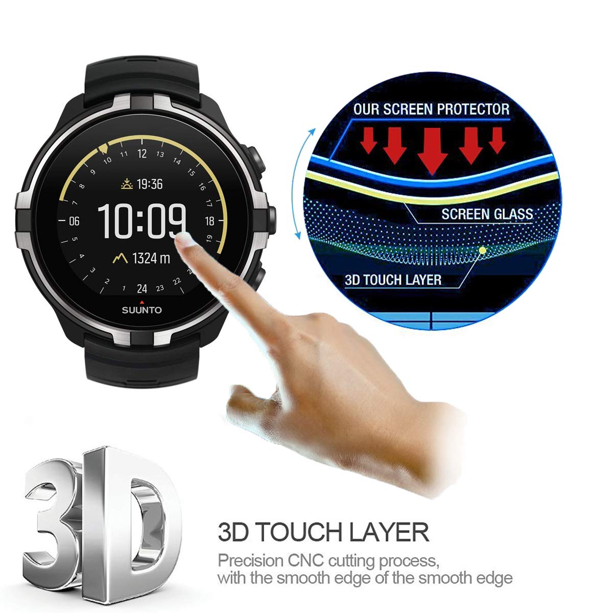 Per Suunto Spartan Trainer Wrist HR Pellicola Vetro Temperato 3x