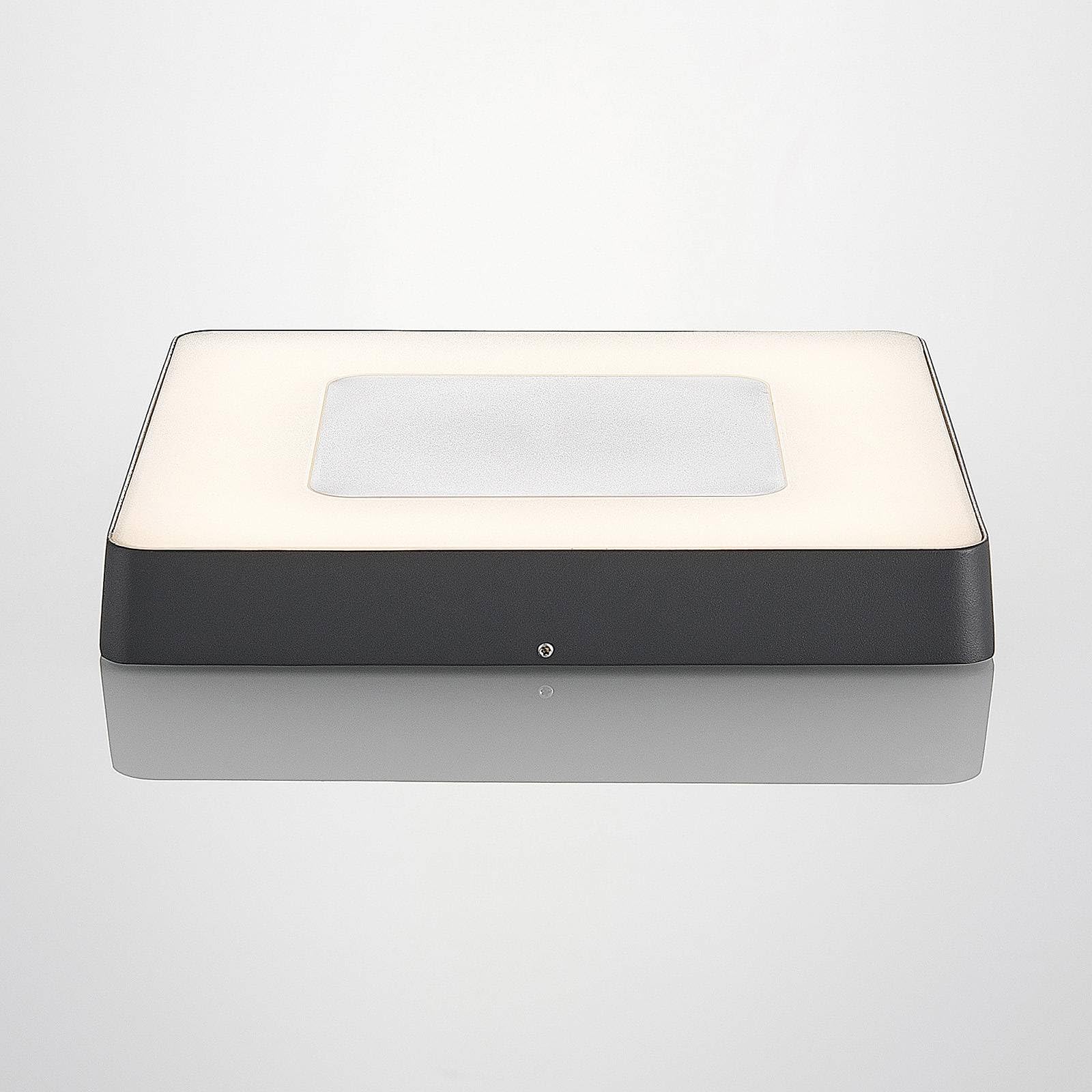 Lucande LED Lámparas de techo Sora (Moderno) en Negro hecho Aluminio (1 llama, lámpara exterior para el jardín, la terraza balcón y vivienda