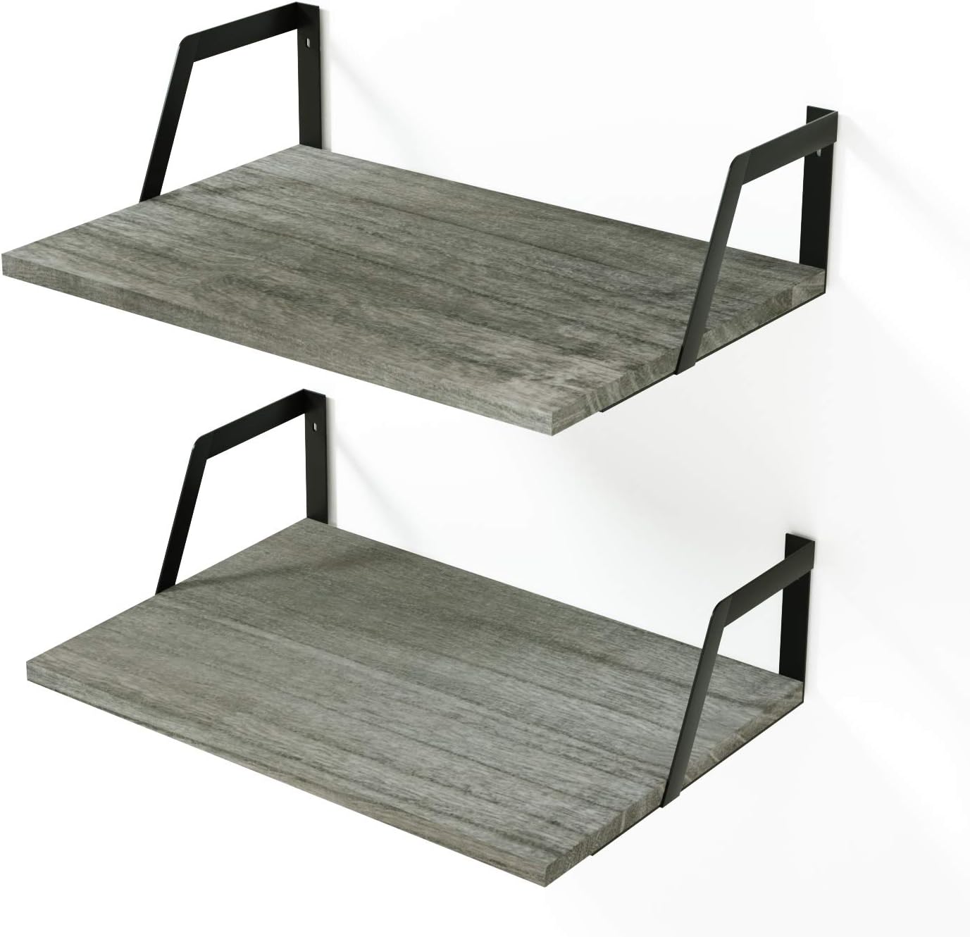SRIWATANA Floating Shelves Wall Mounted Set of 2 Rustic Wood Shelves with Large