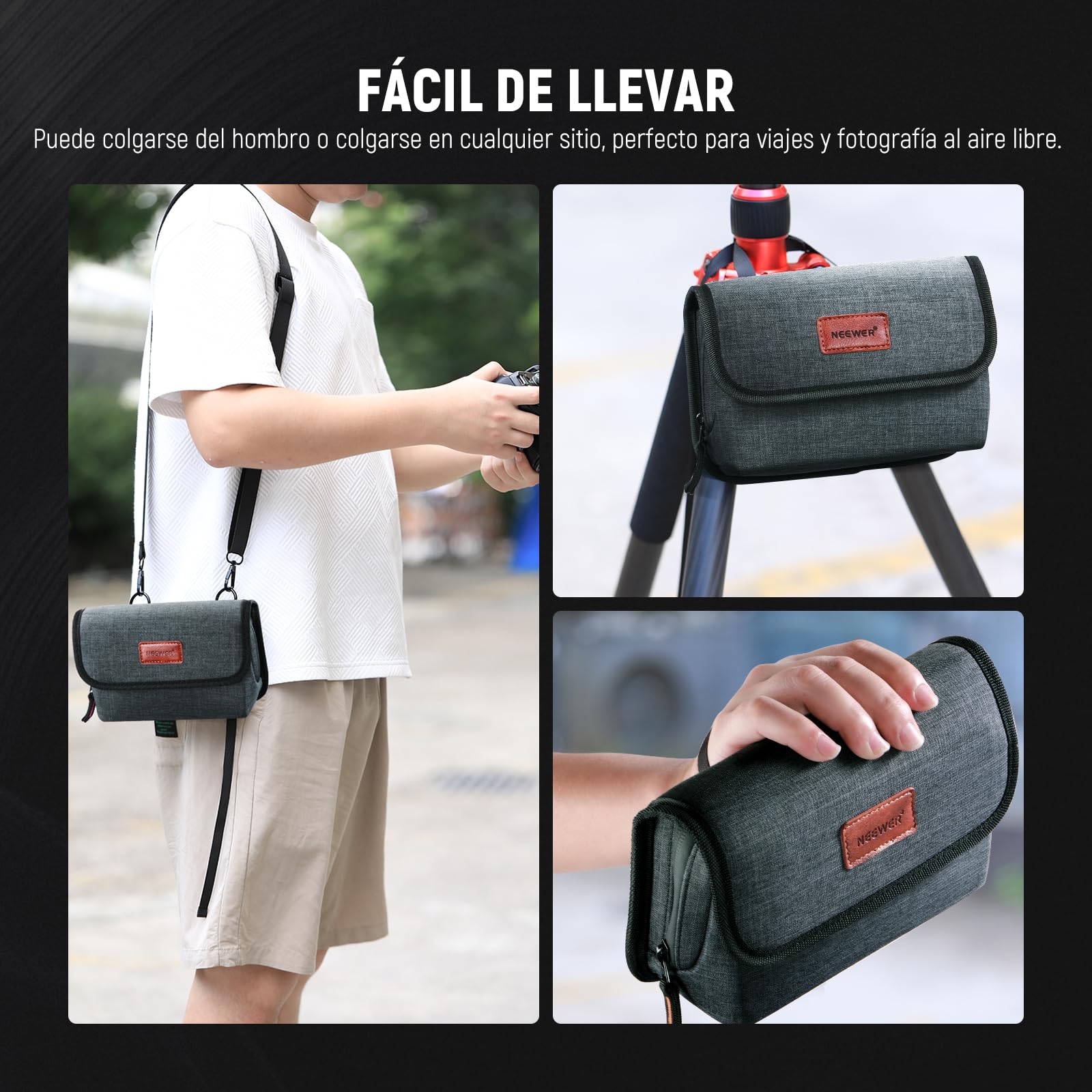 NEEWER Estuche para Filtros Lente Cámara con Carcasa Dura Resistente al Agua, 6 Bolsillos Suaves, Correa de Hombro, Bolsa para Filtros de Fotografía para Filtros Cuadrados 4''x 4'', 4''x 5.65'',PB025