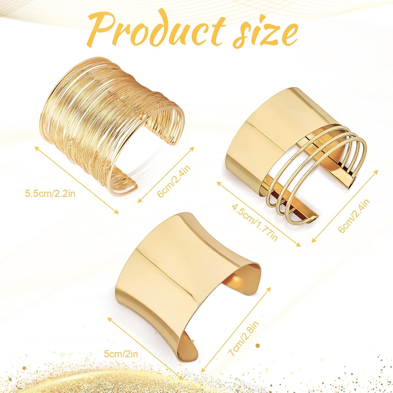 3PCS Gold Chunky Cuff Bracelets for Women Irregular Minimalist Gold Statement Open Wide Bangle Bracelets Set Arm Cuff Upper Arm Punk Jewelry - Image 2