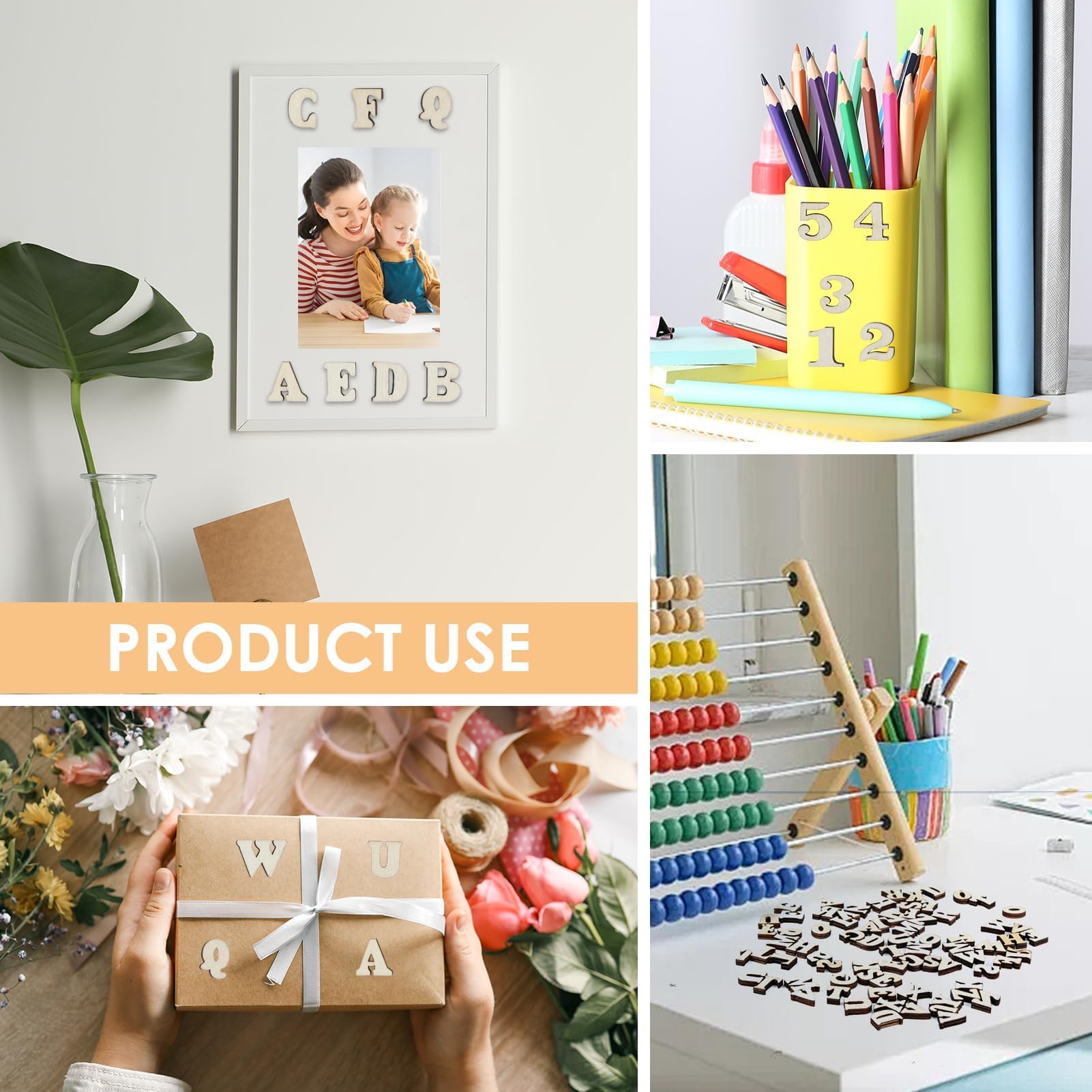 Set 204 Lettere E Numeri In Legno - Per Decorazioni, Apprendimento E Progetti Fai-da-Te