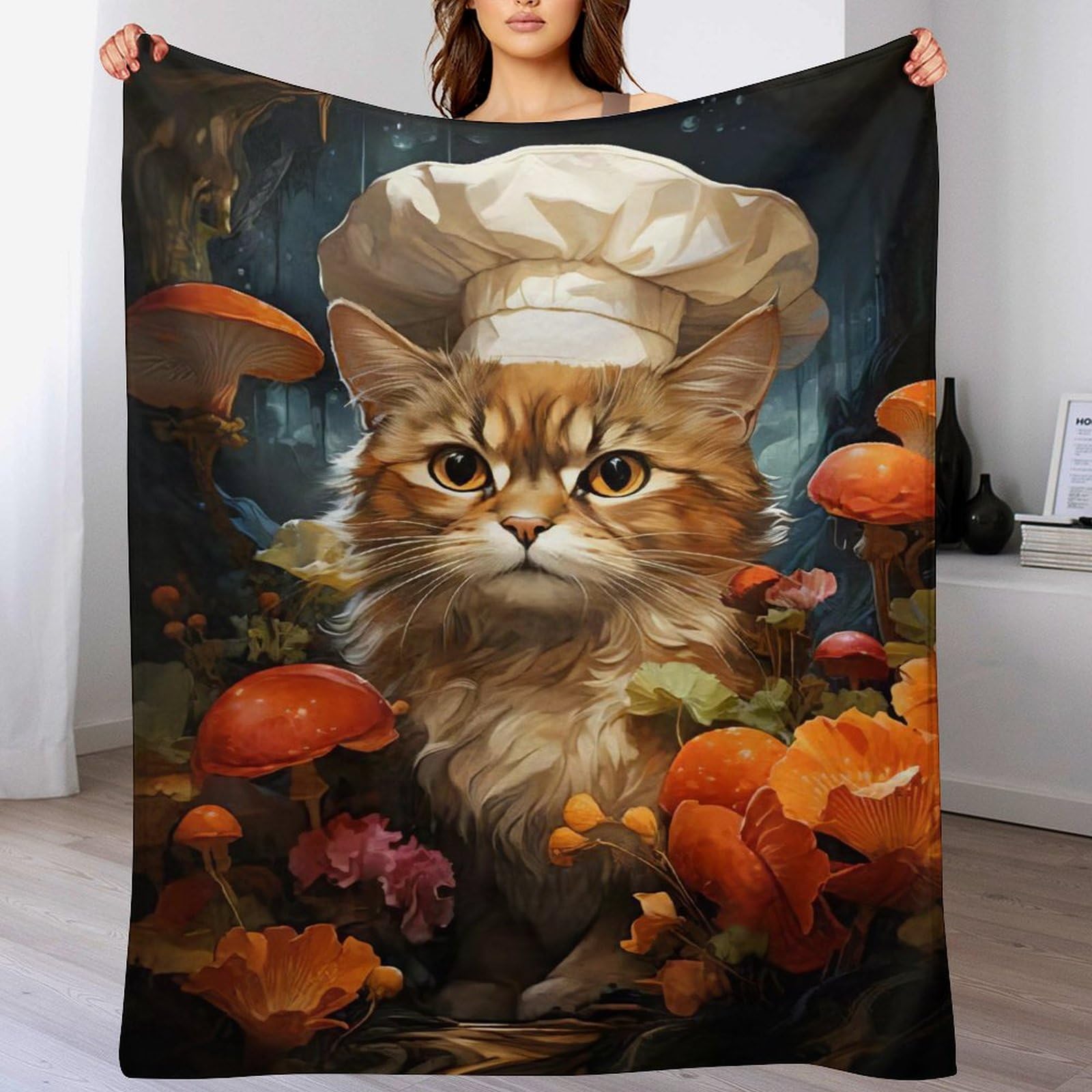Couverture en flanelle polaire chat pour lit et canapé douce 150x200cm