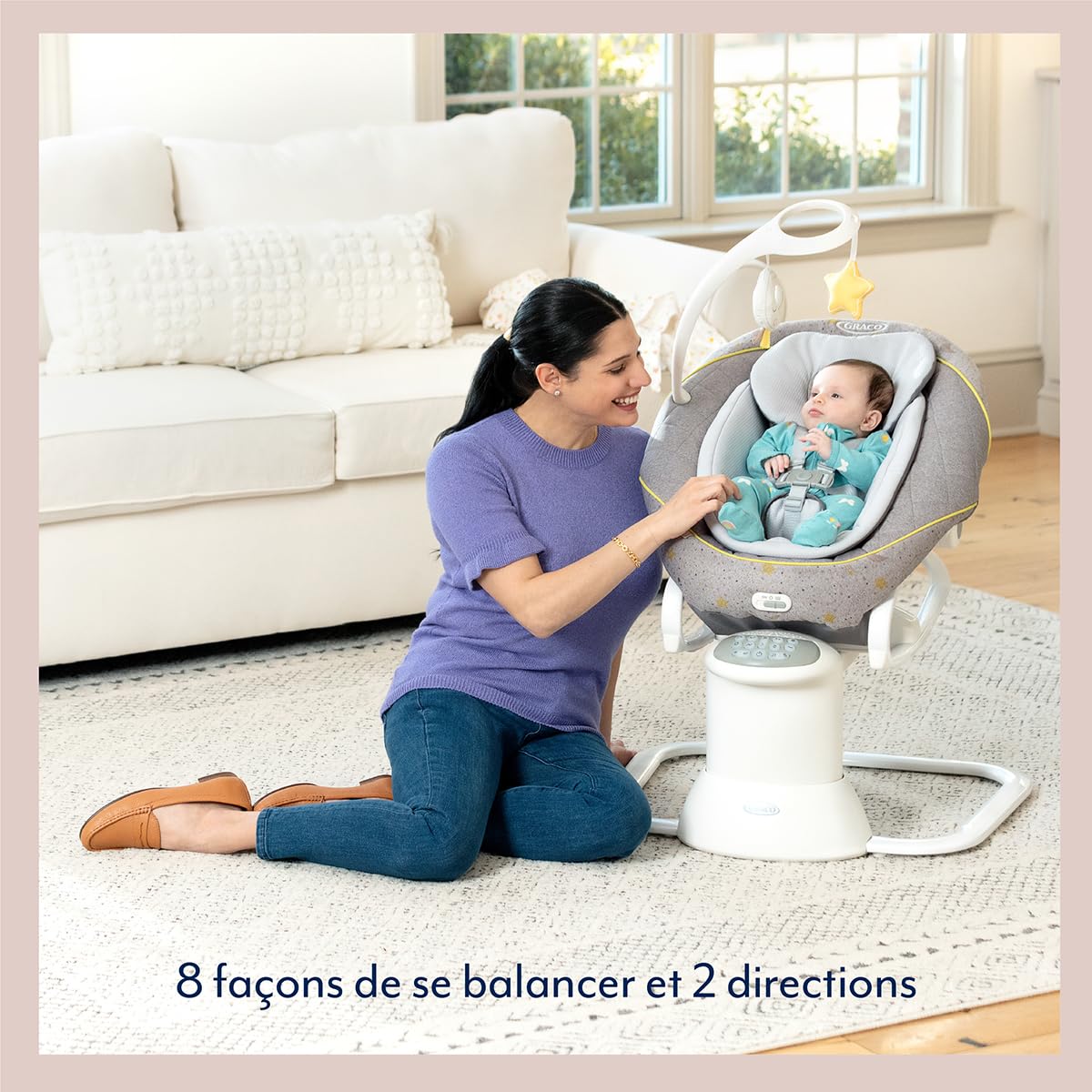Graco All Ways Soother 2 en 1, balançoire électrique bébé transat portable, naissance à 9 mois (9 kg), vibration oscillation réglable