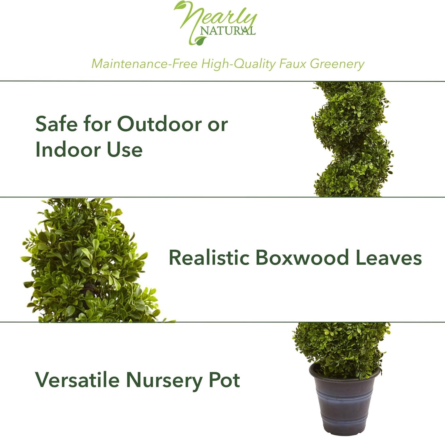 Nearly Natural 5475 Topiary with Planter (in/Outdoor),Green,4ft