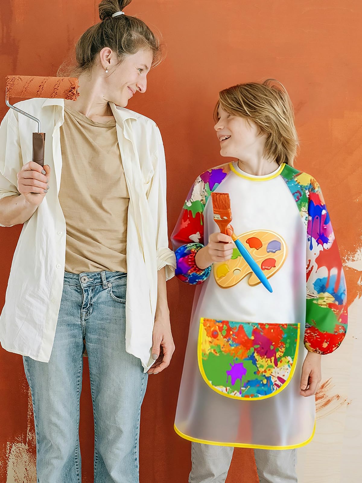Nanwansu Kids Art Apron Waterproof Long Sleeve Smock Artist Painting Apron for Children - Image 3