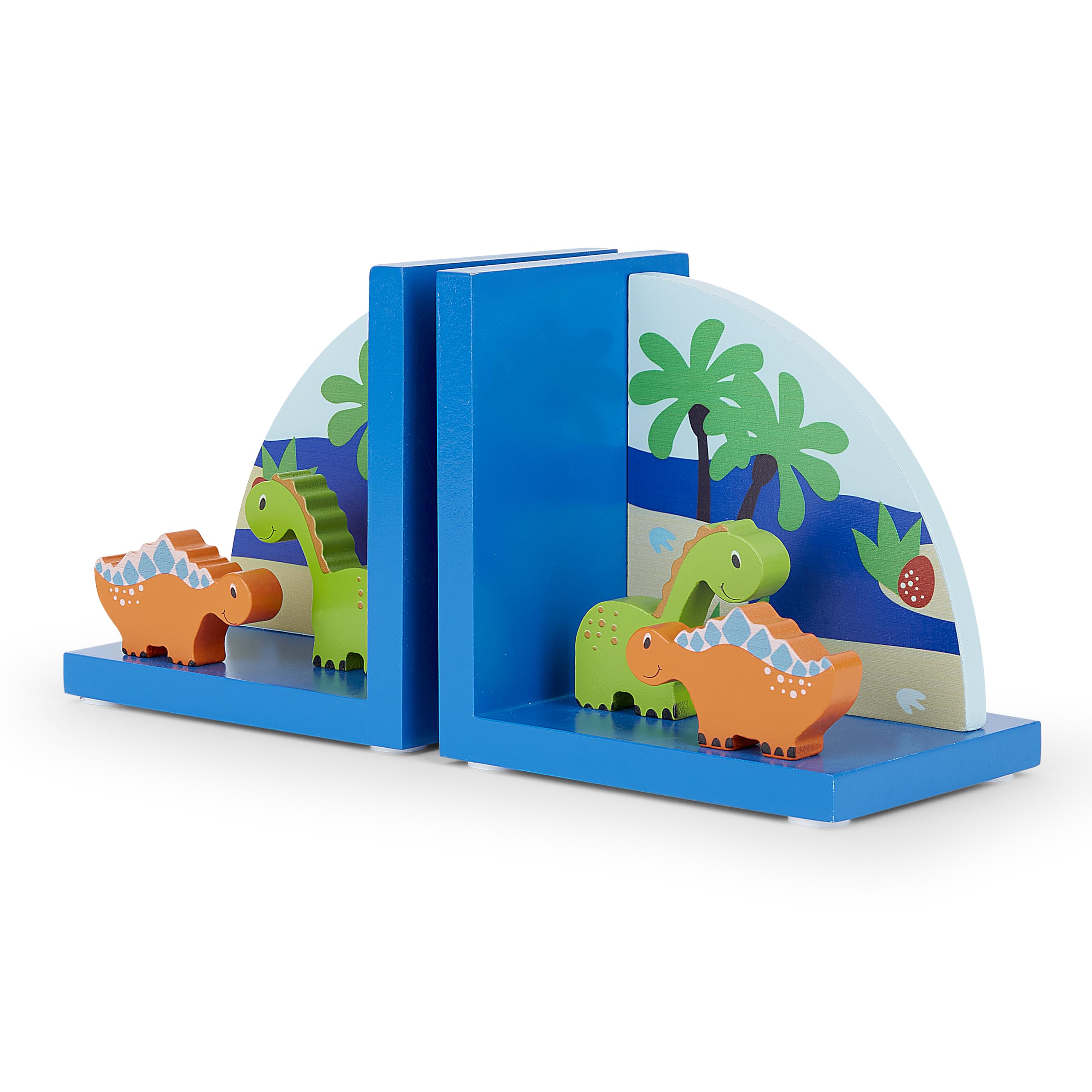 Mousehouse Gifts - Fermalibri di legno colorato a tema dinosauri per la stanza dei bambini o la camera da letto