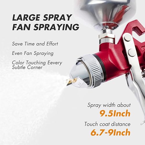 Miniatura 3 de HVLP - Pistola pulverizadora de pintura automática, pistola de pulverización de aire con boquillas de 1.41.70.079 in, capacidad de 33.8 fl oz y