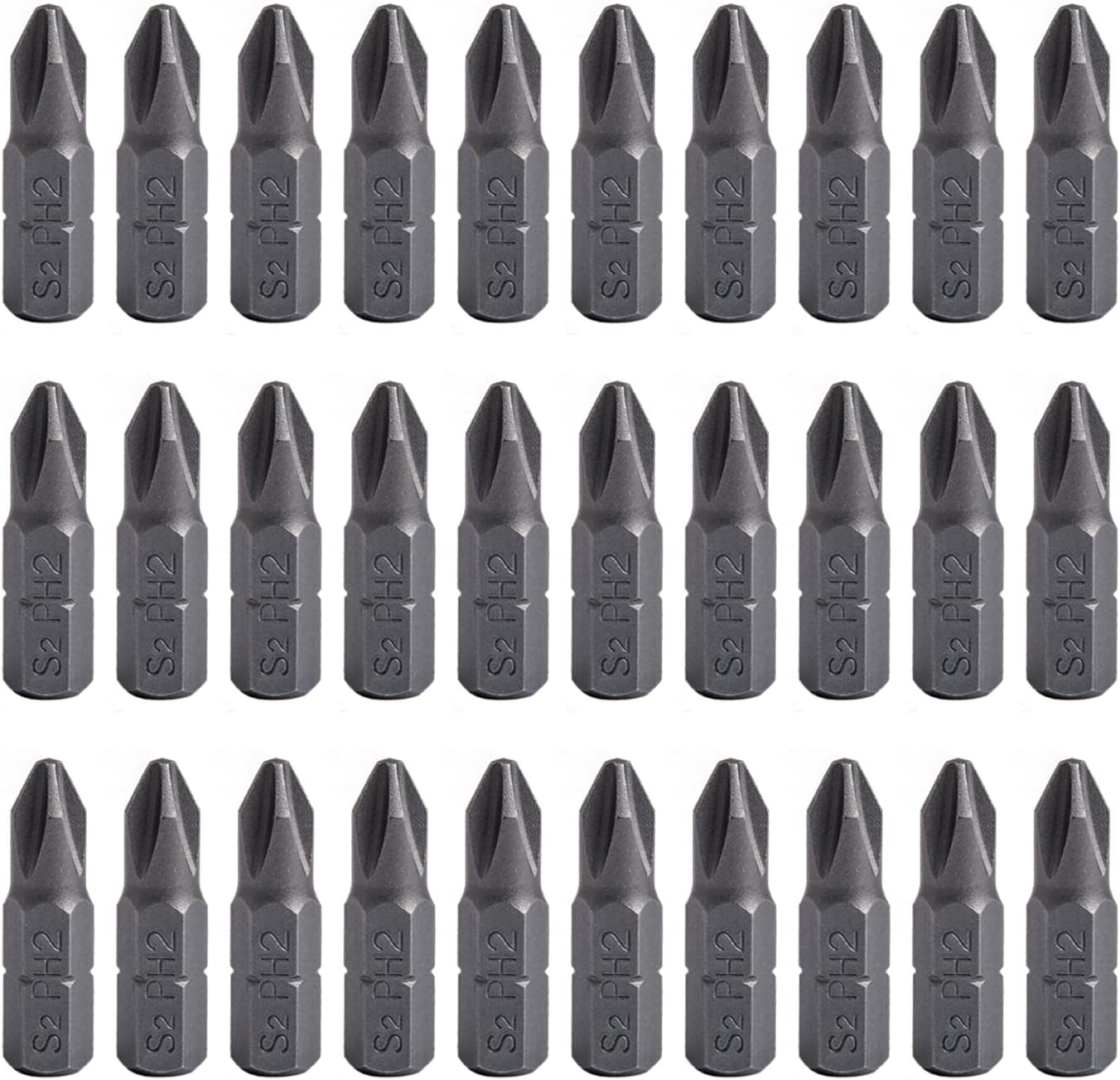 VESTTIO #2 Phillips Bits Set, PH2 Bulk Screwdriver Bits, Drywall Insert Bits, 30PCS 1 Inch Length, 1/4 Inch Hex Shank, S2 Alloy Steel, for Screwdriver Drill Driver, with Storage Case