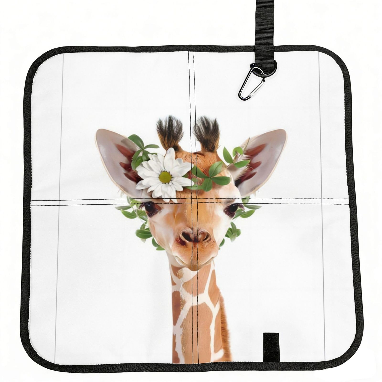 MROWYC Giraffe Printed Foldable Seat Cushion - Portable with Carabiner, for Stadium, Camping, Hiking